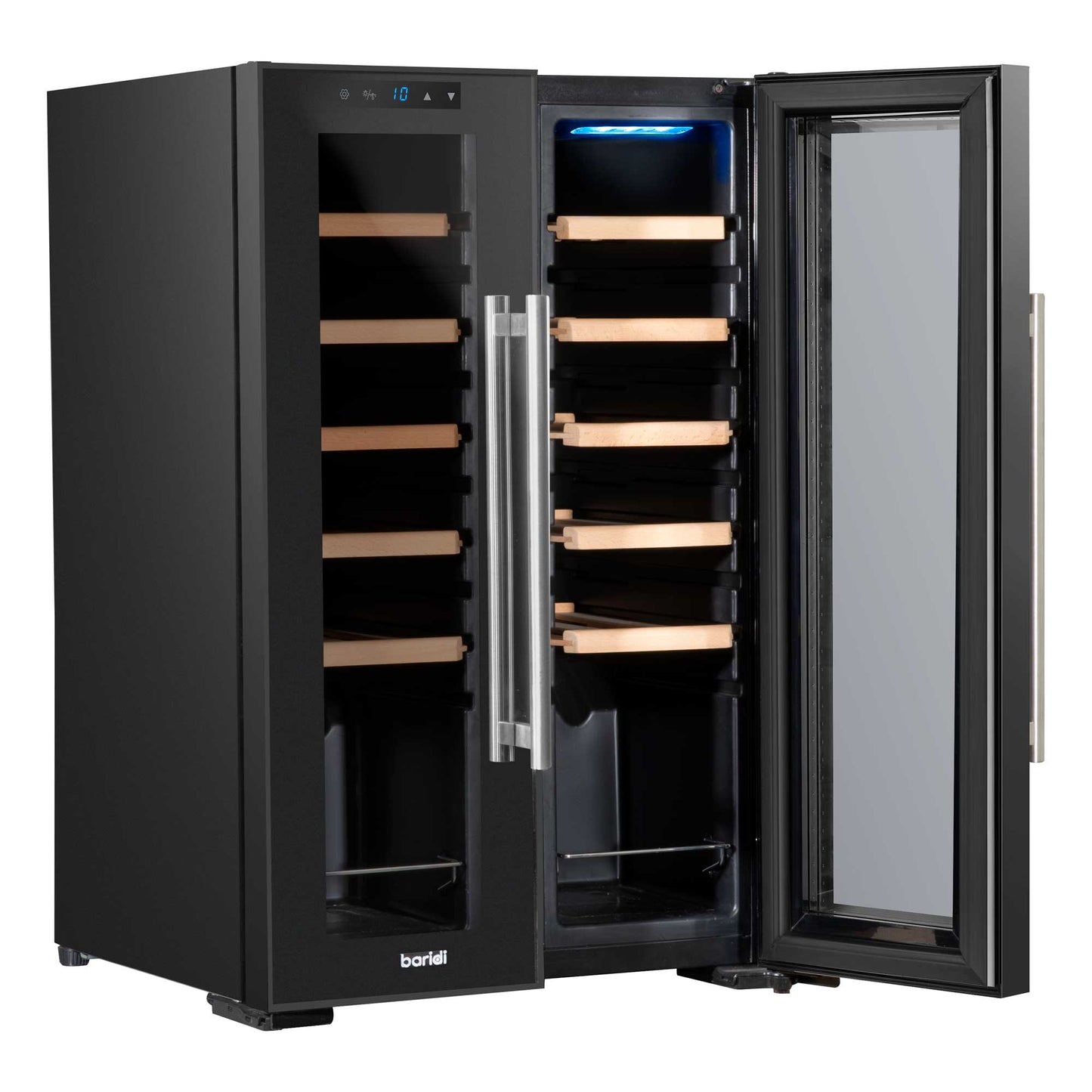 Baridi 24 Bottle Dual Zone Wine Cooler, Fridge, Touch Screen, LED Light Black and Mirror Glass Door - DH97