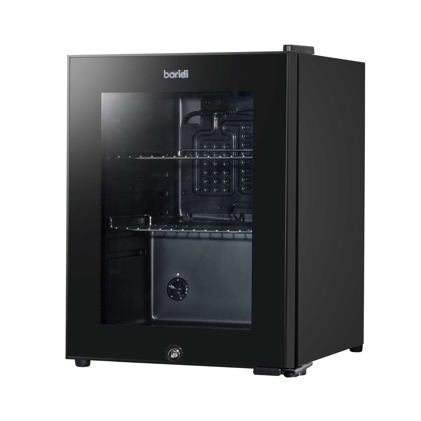 Baridi 40L Drinks Mini Fridge with LED Light, Black and Glass Door - DH98