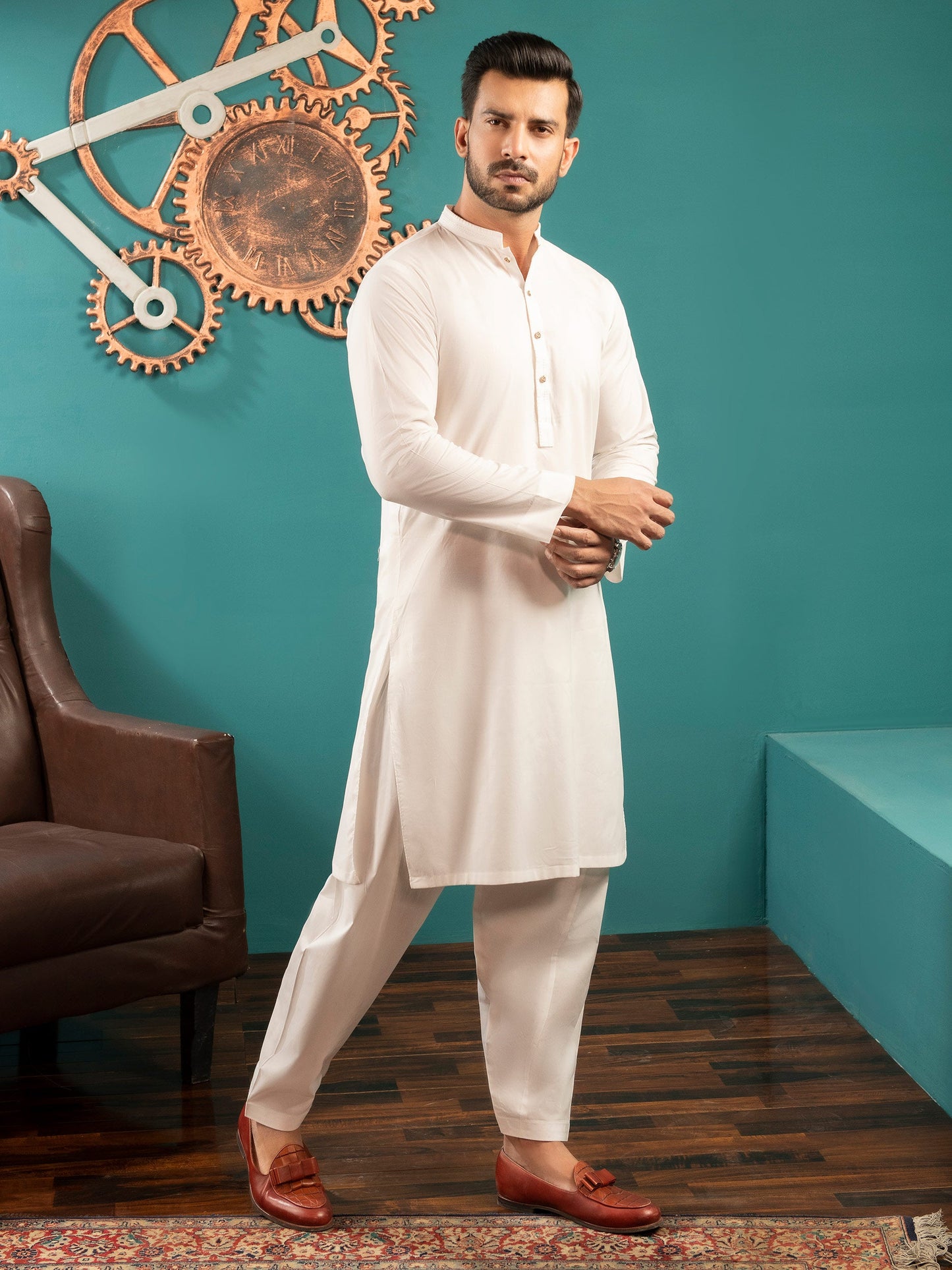 2 Piece Embroidered Cotton Suit