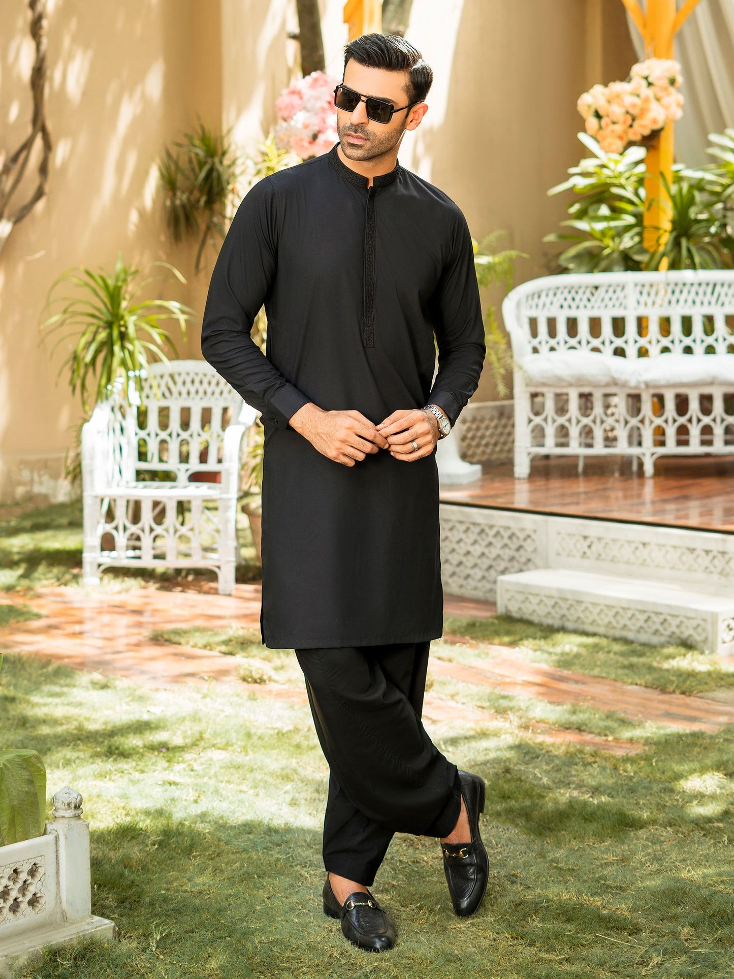 2 Piece Embroidered Wash and Wear Suit