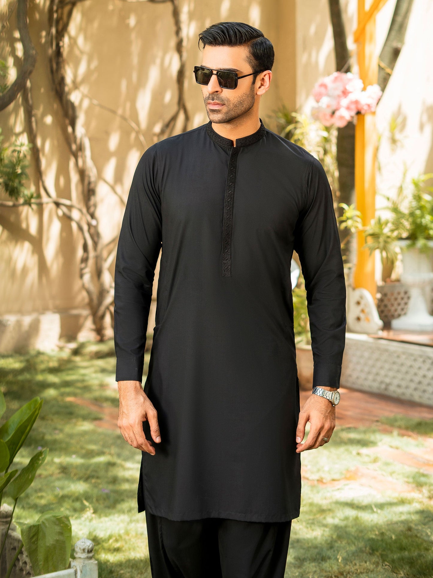 2 Piece Embroidered Wash and Wear Suit