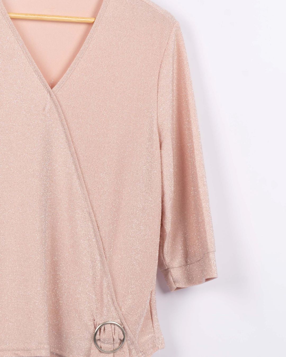 Moonlight V-Neck Top - Beige Nude