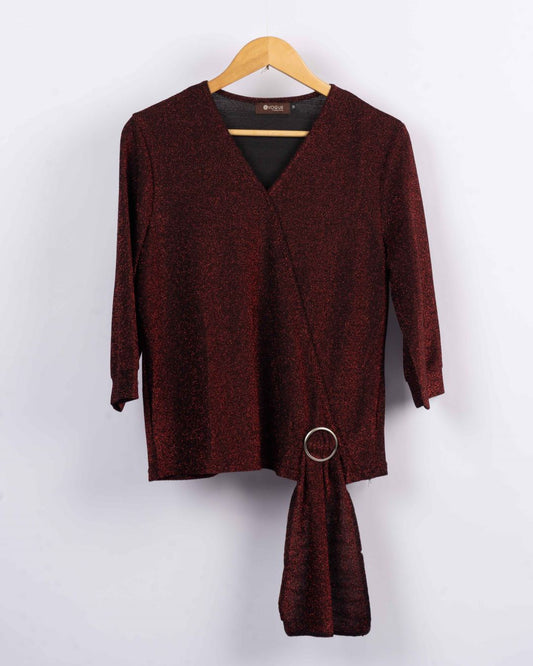 Moonlight V-Neck Top - Maroon