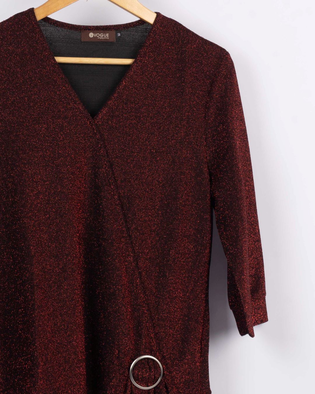 Moonlight V-Neck Top - Maroon