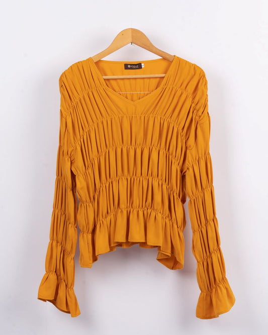 Ruffle Madness Top - Yellow Bright