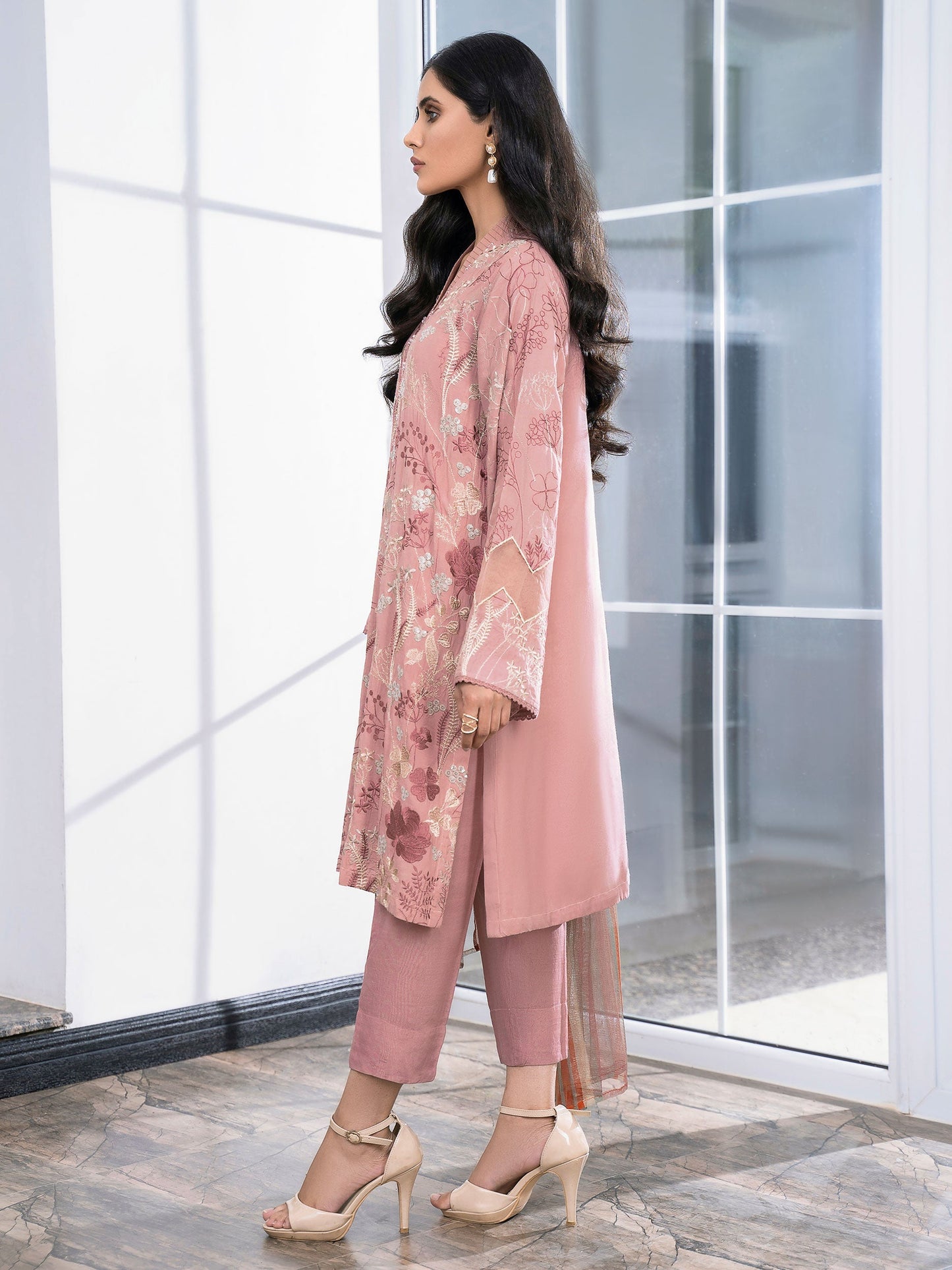 2 Piece Embroidered Silk Suit