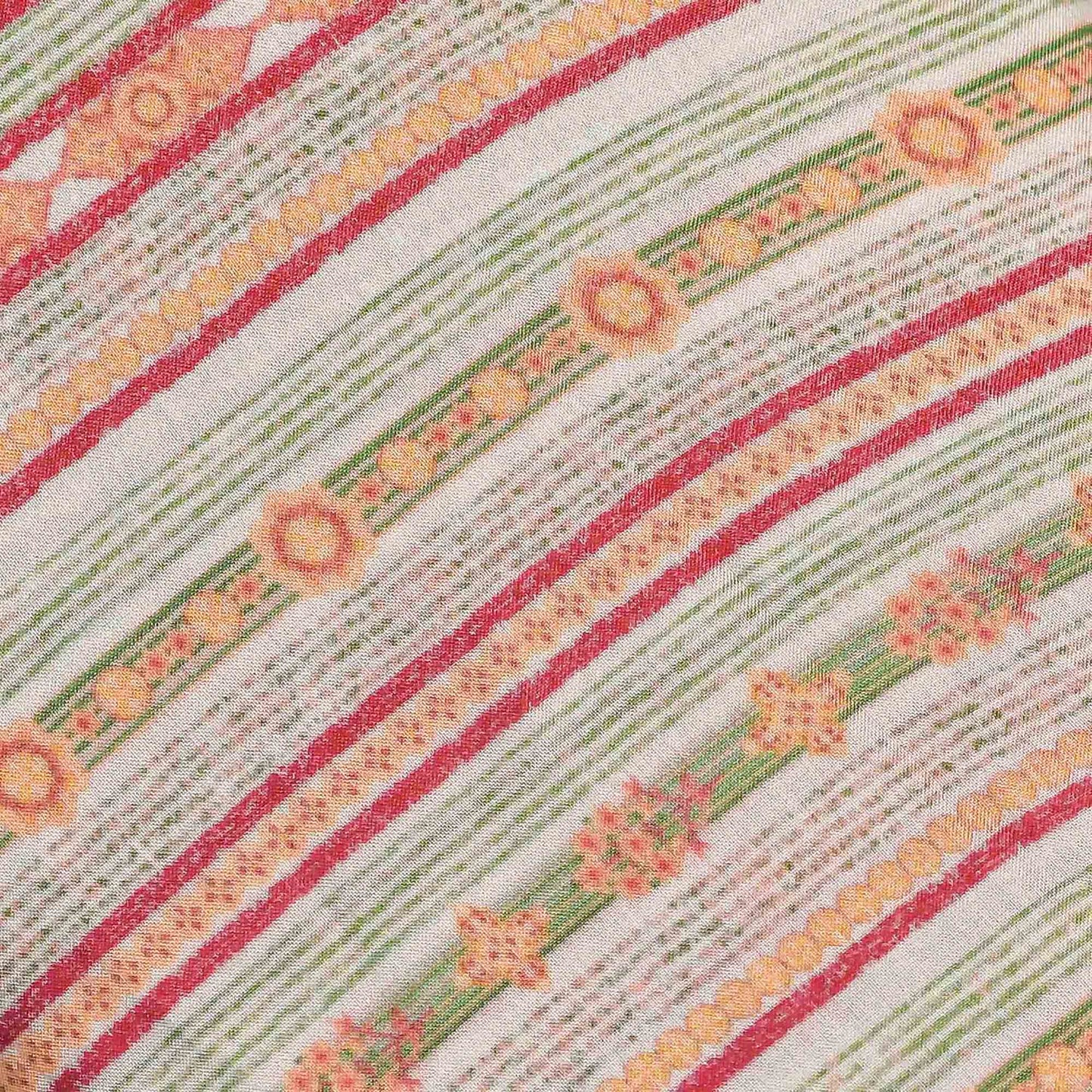 Multicolor Stripes Pattern Digital Print Muslin Fabric