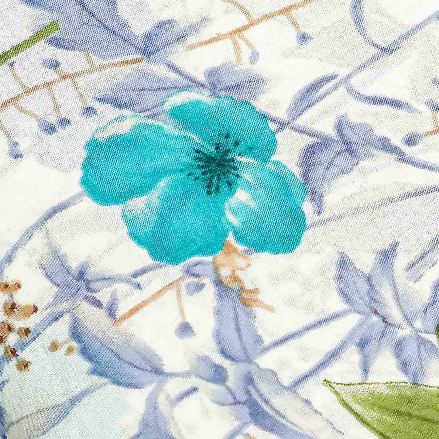 Blue Floral Pattern Cotton Fabric