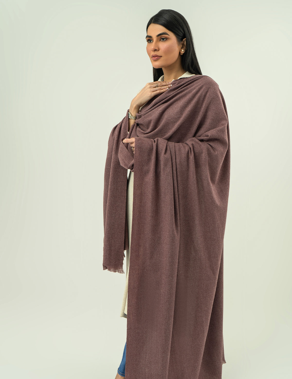 Woolen Cashmere Shawl - Plum