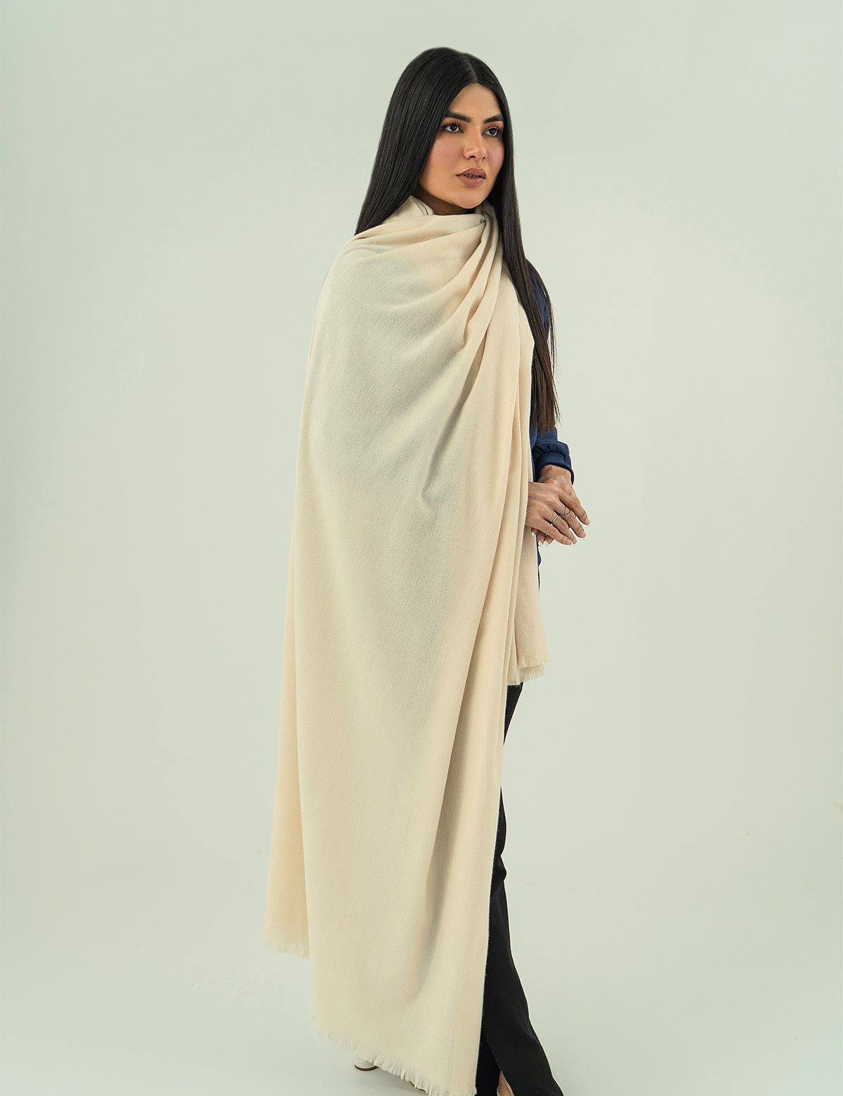 Woolen Cashmere Shawl - Pearl