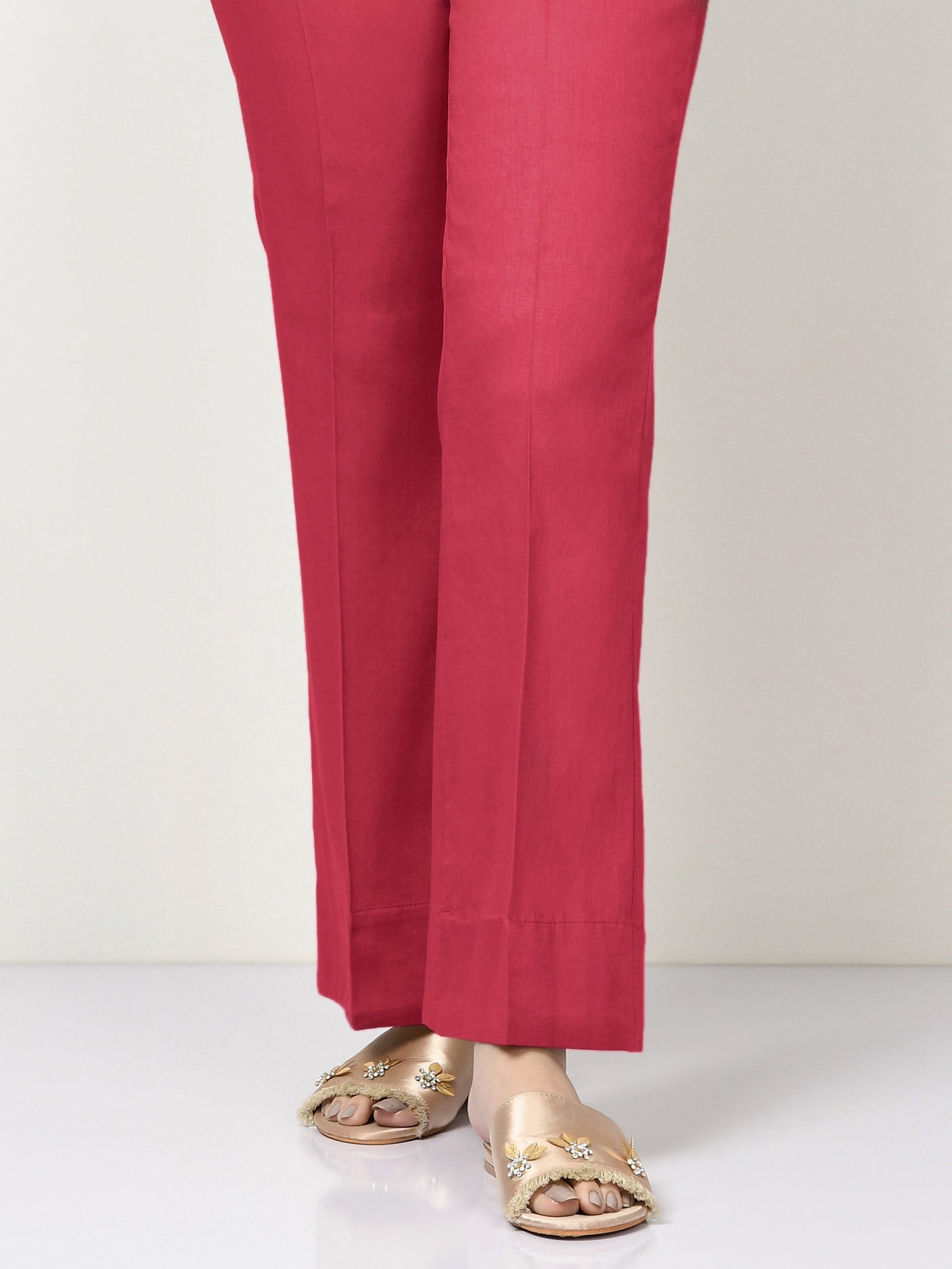 Unstitched Cambric Trouser - Pinkish Red