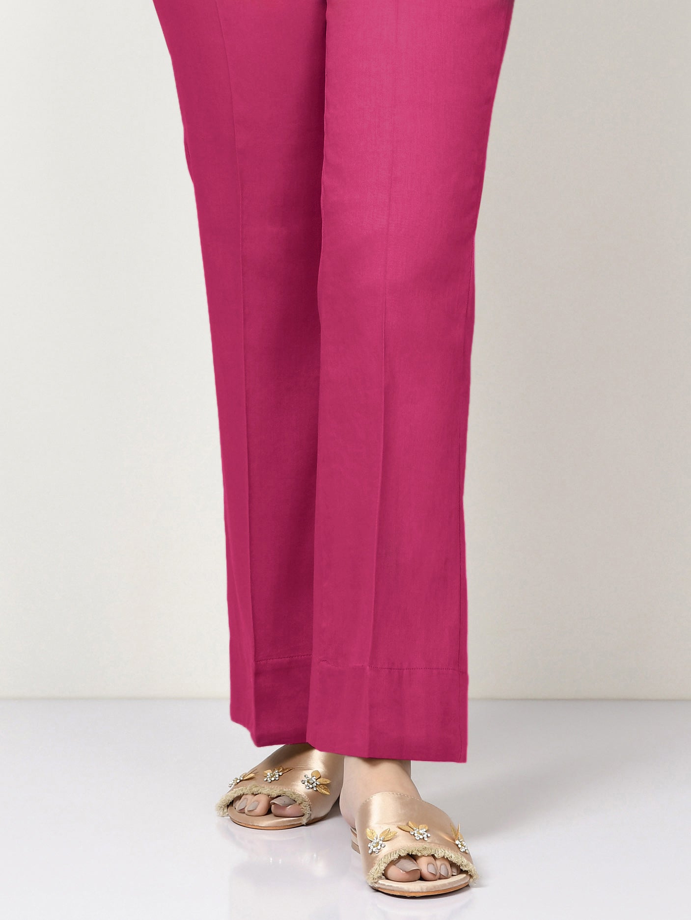 Unstitched Cambric Trouser - Shocking Pink