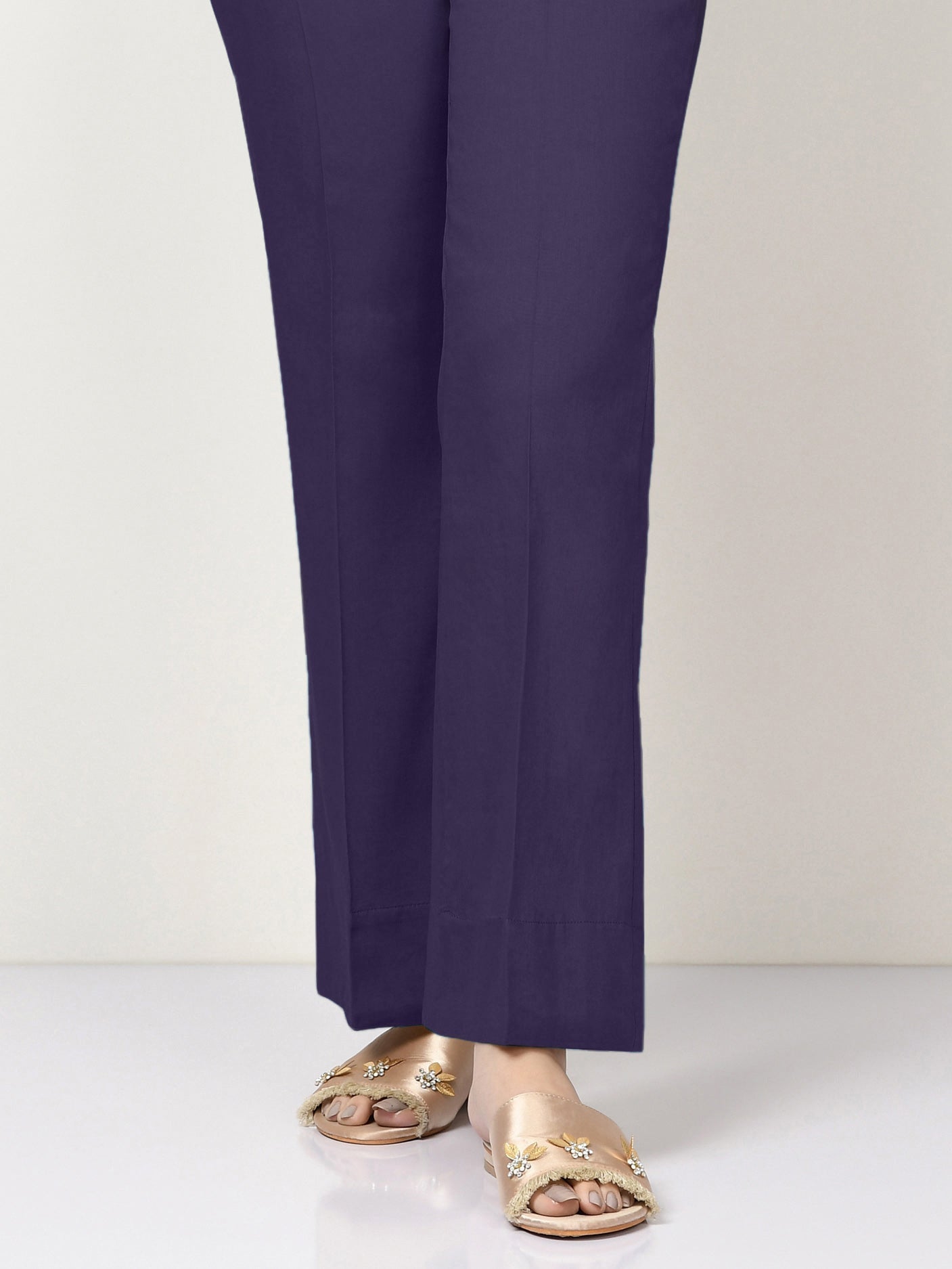 Unstitched Cambric Trouser - Plum