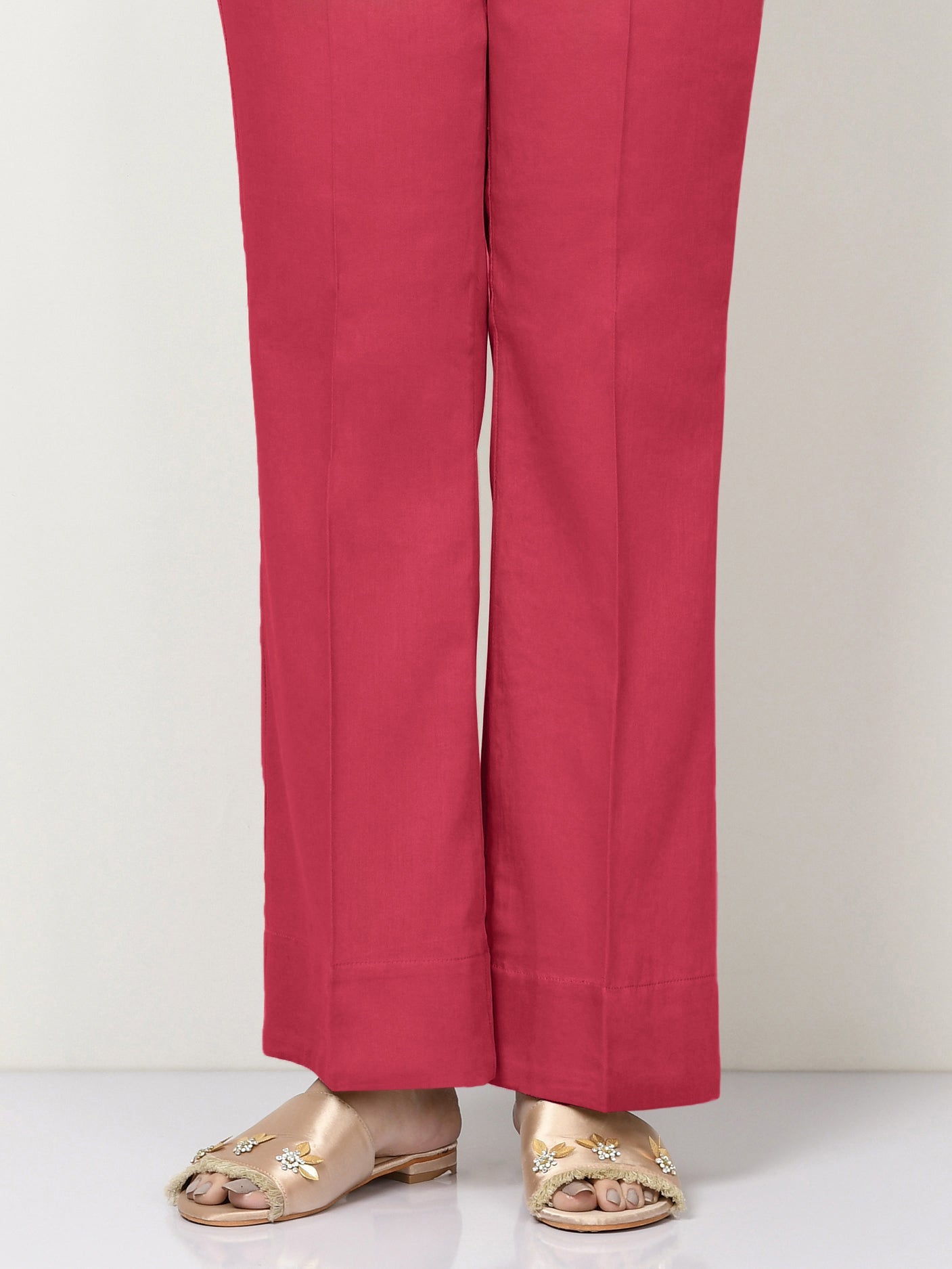 Unstitched Cambric Trouser - Pinkish Red