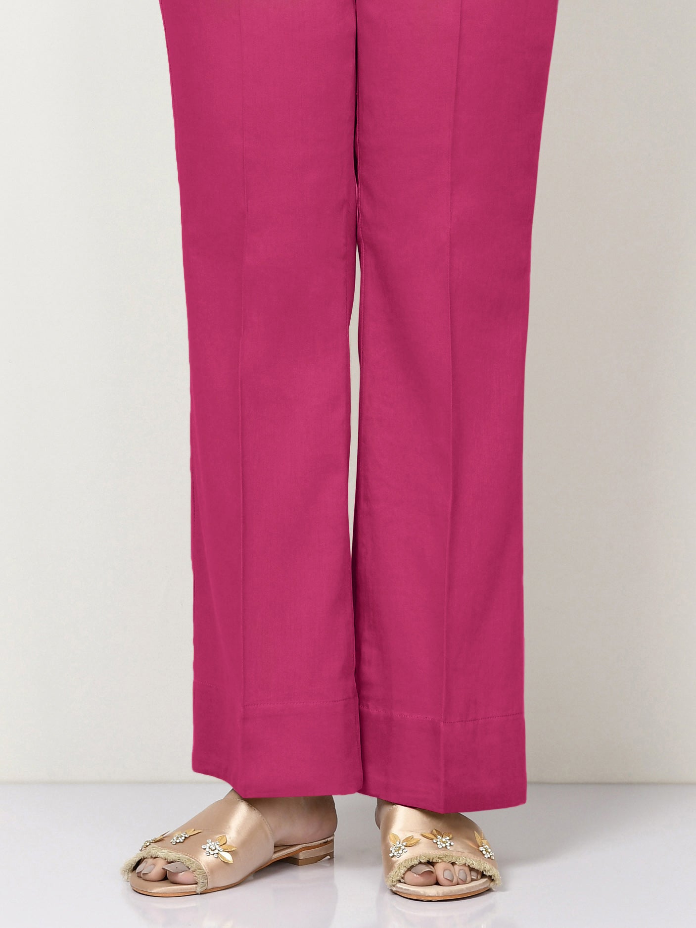 Unstitched Cambric Trouser - Shocking Pink