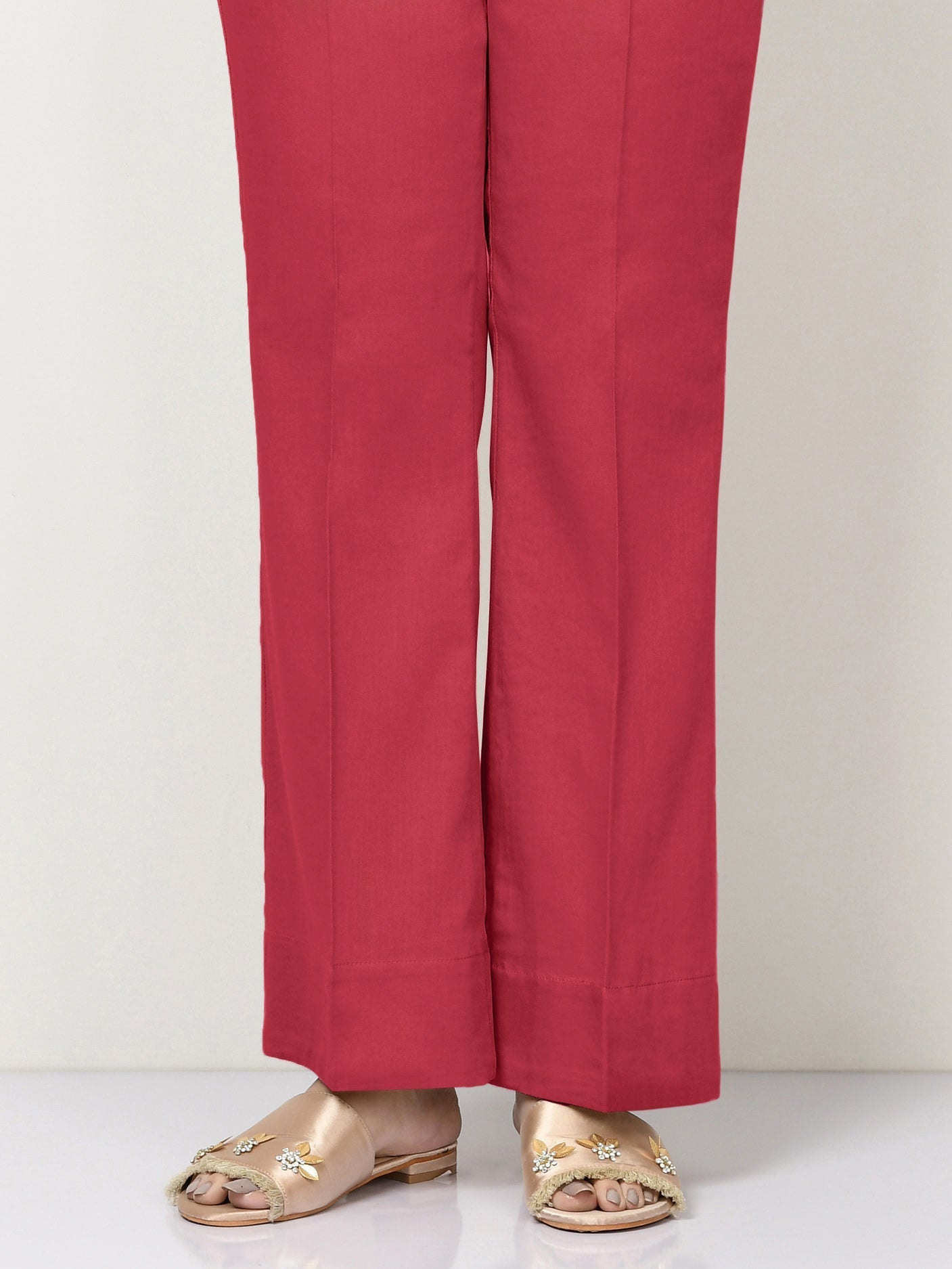 Unstitched Cambric Trouser - Blood Red