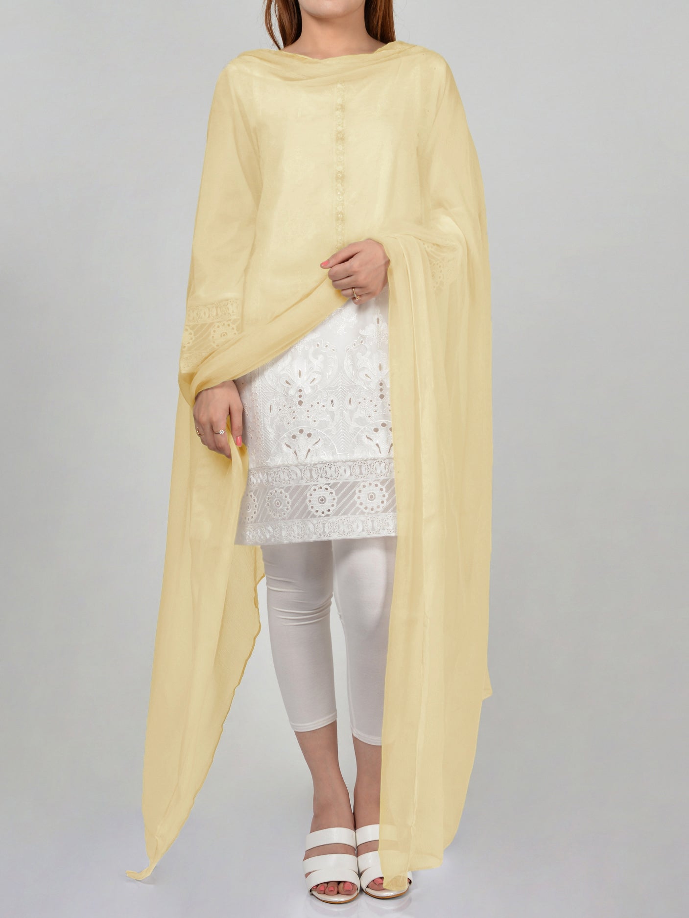 Dyed Chiffon Dupatta-Baby Pink