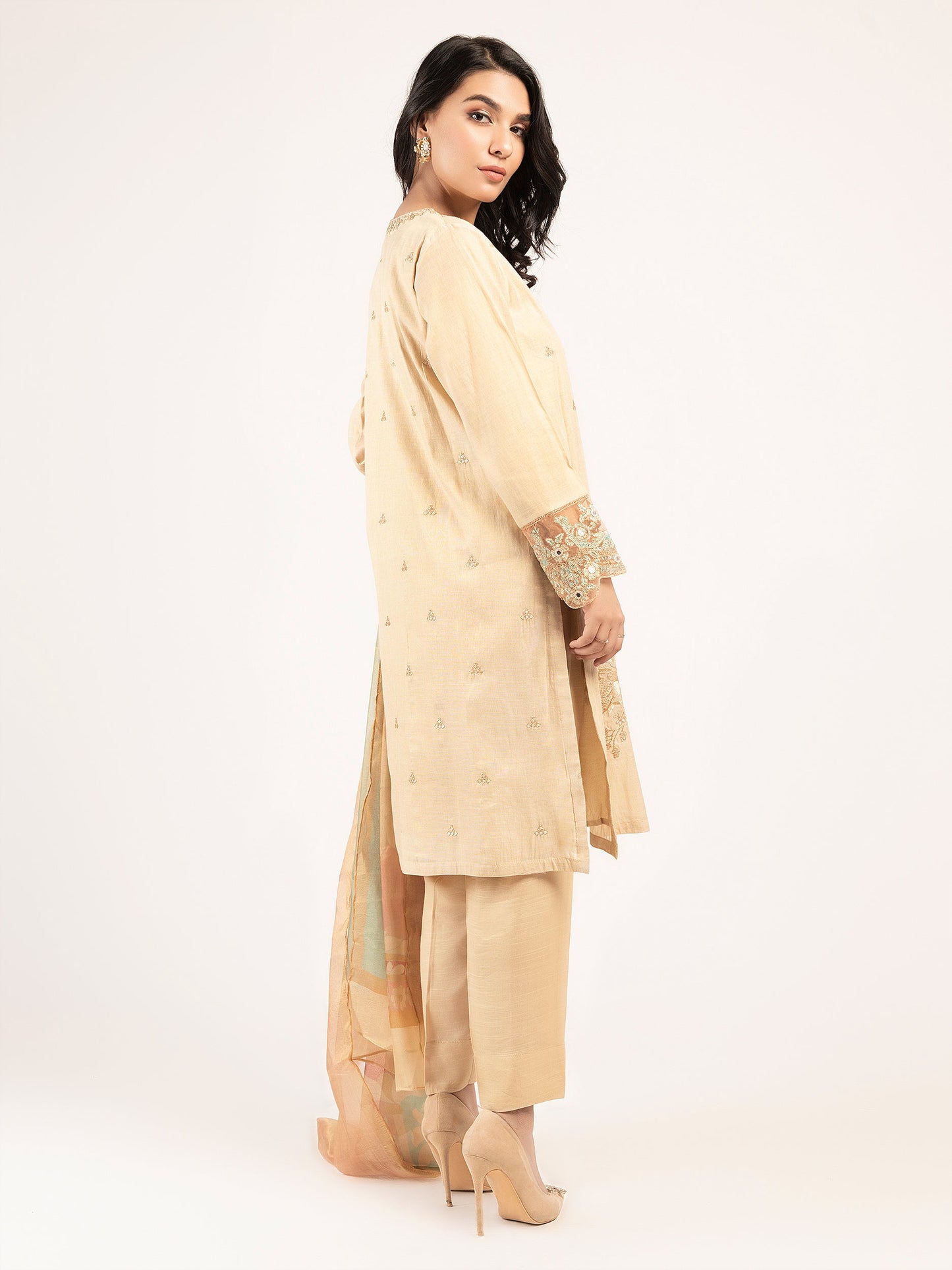 3 Piece Embroidered Lawn Shimmer Suit