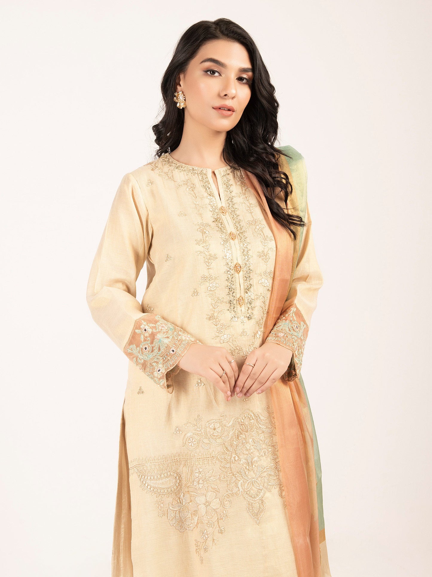 3 Piece Embroidered Lawn Shimmer Suit