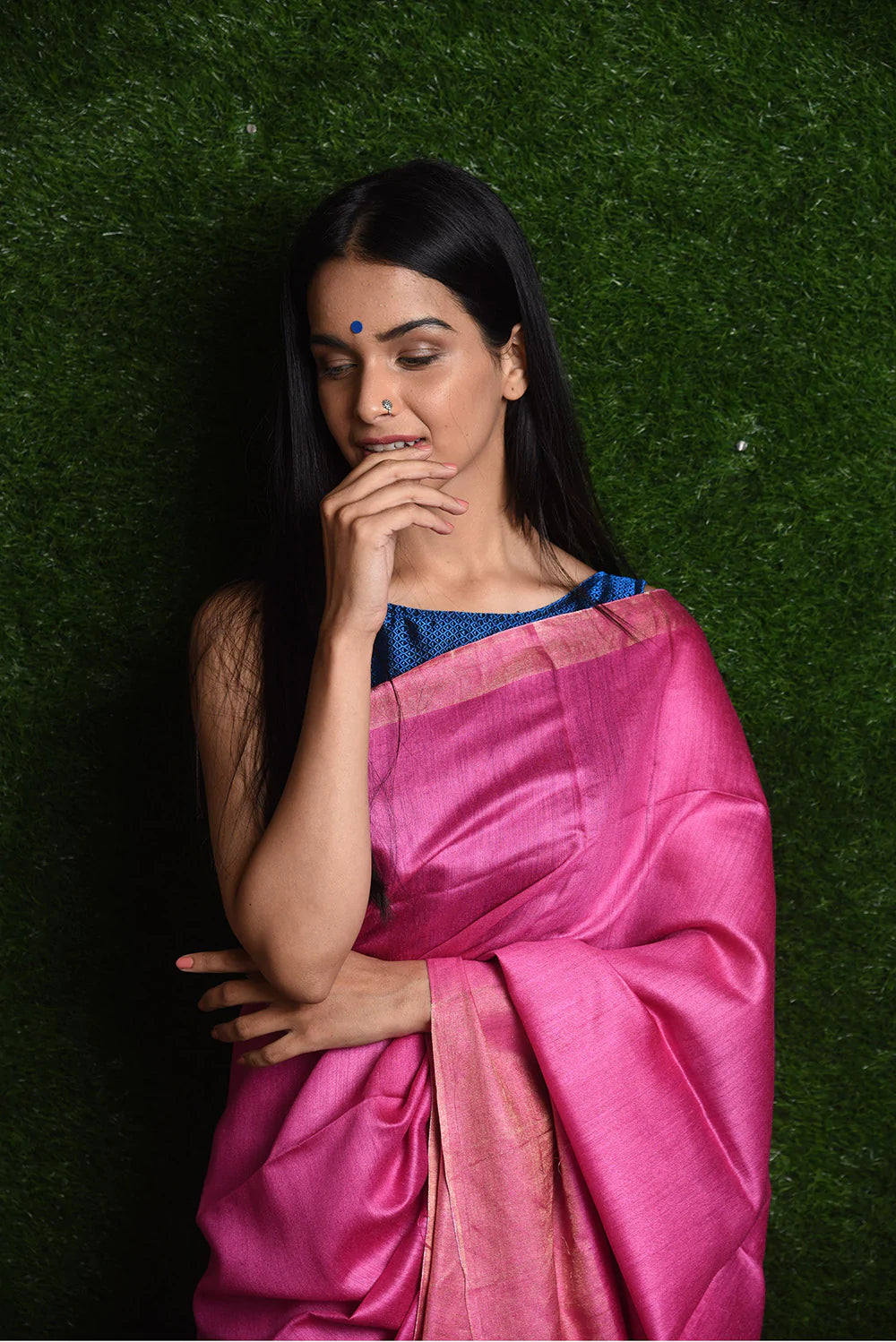 Moonga Tussar Pure Silk with Silk Mark (Magenta)