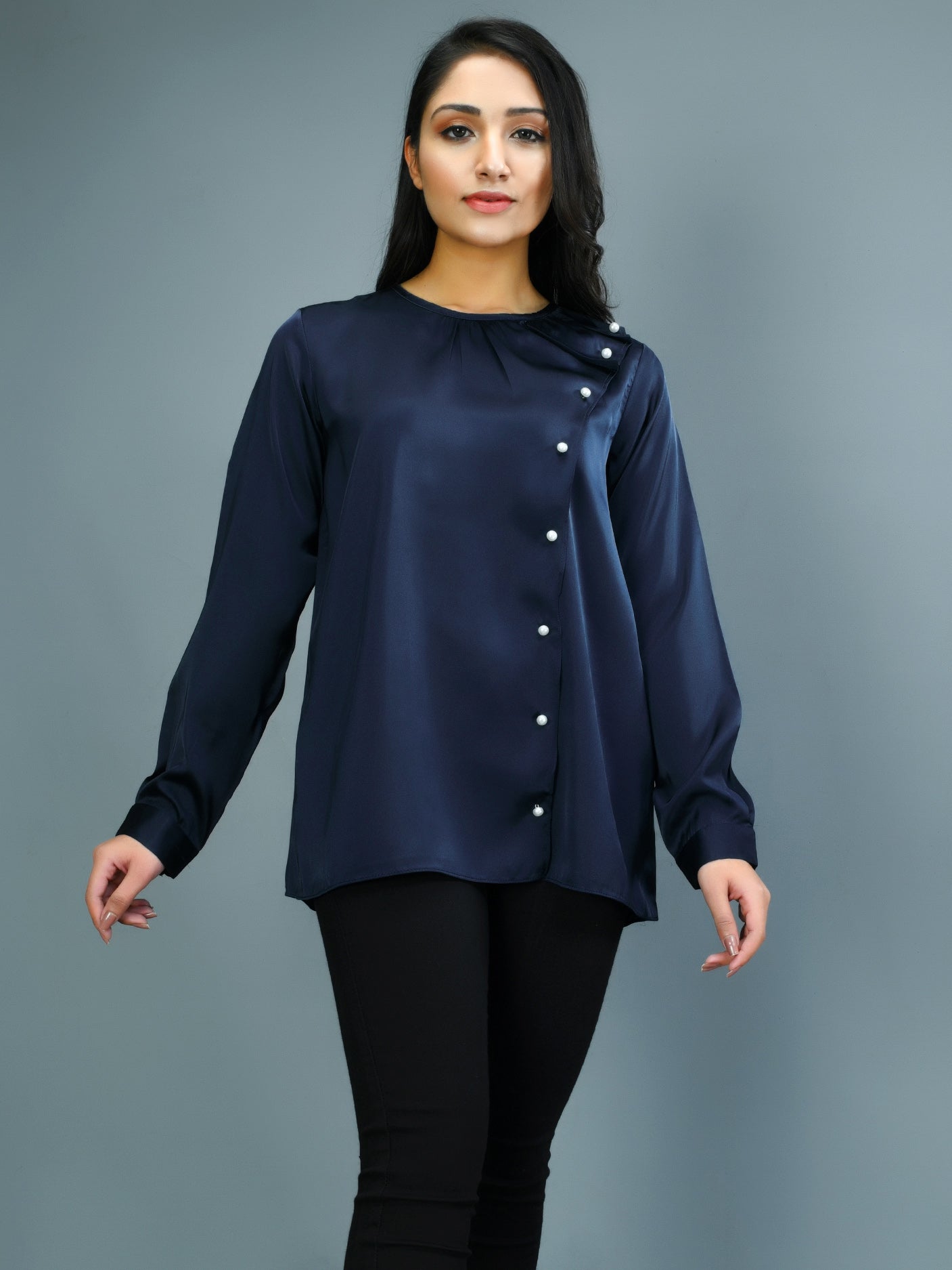 Pearled Silk Top