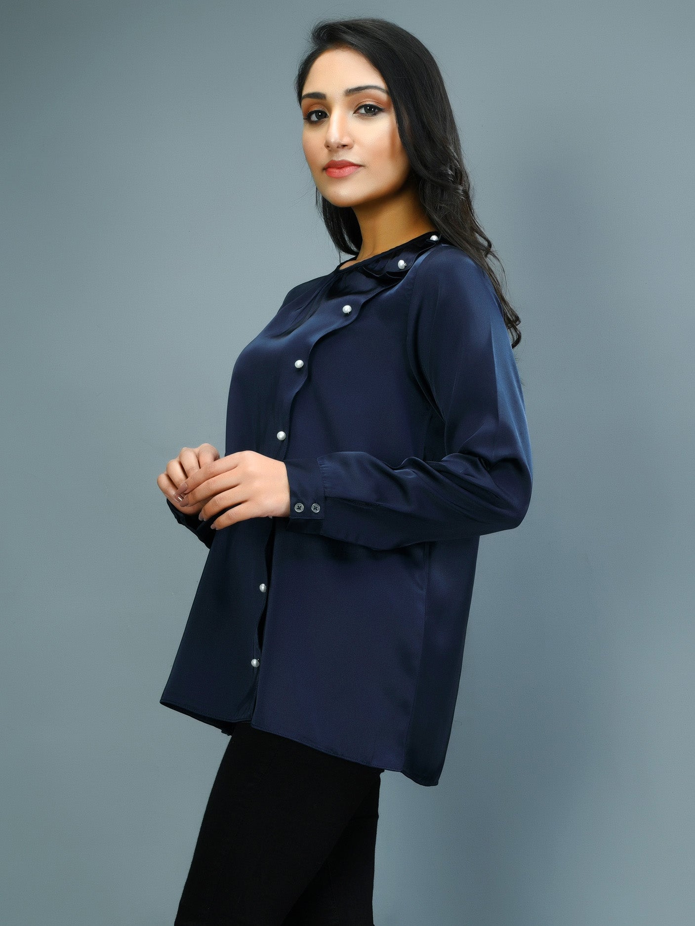 Pearled Silk Top