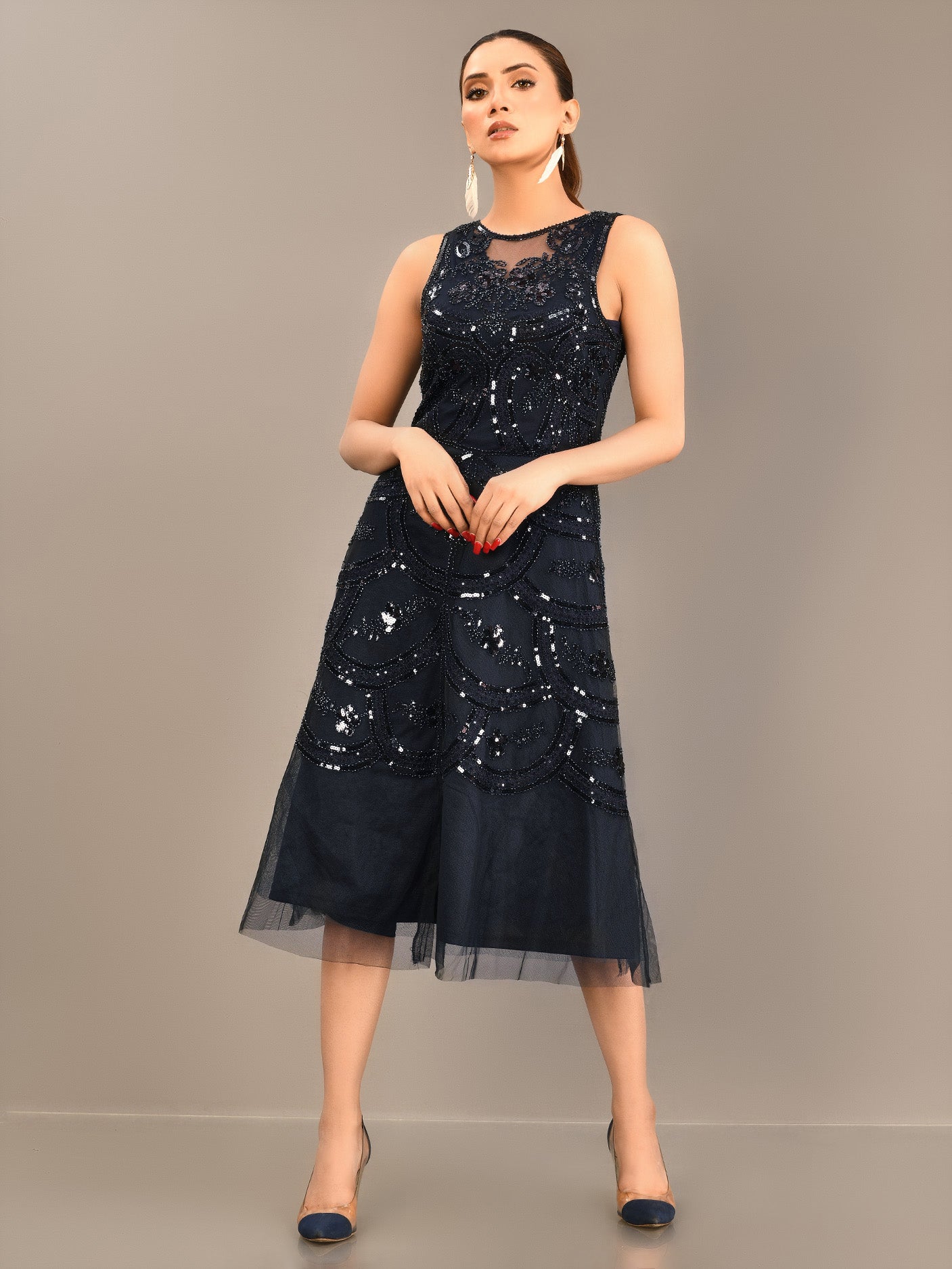 Sequined Net Dress