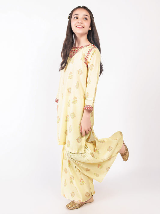 Embroidered Raw Silk Suit