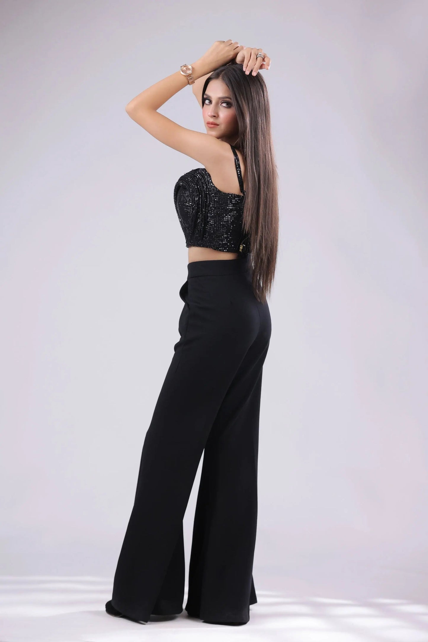 Rose bud wired top with flared pants