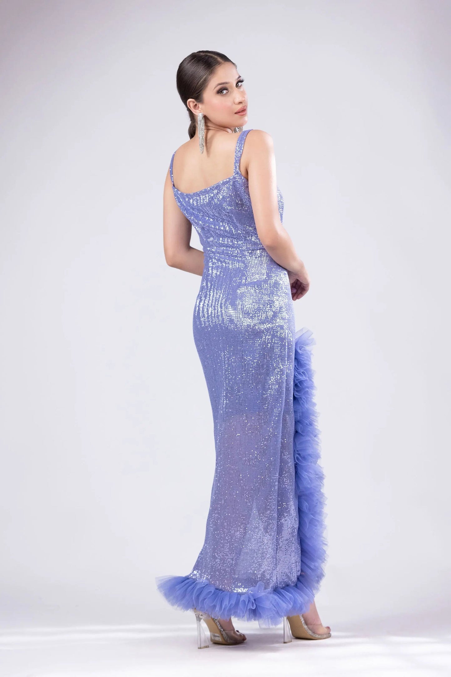 Luminous Lilac, Sparkle and Shine in Sequin High Cut Straight Dress