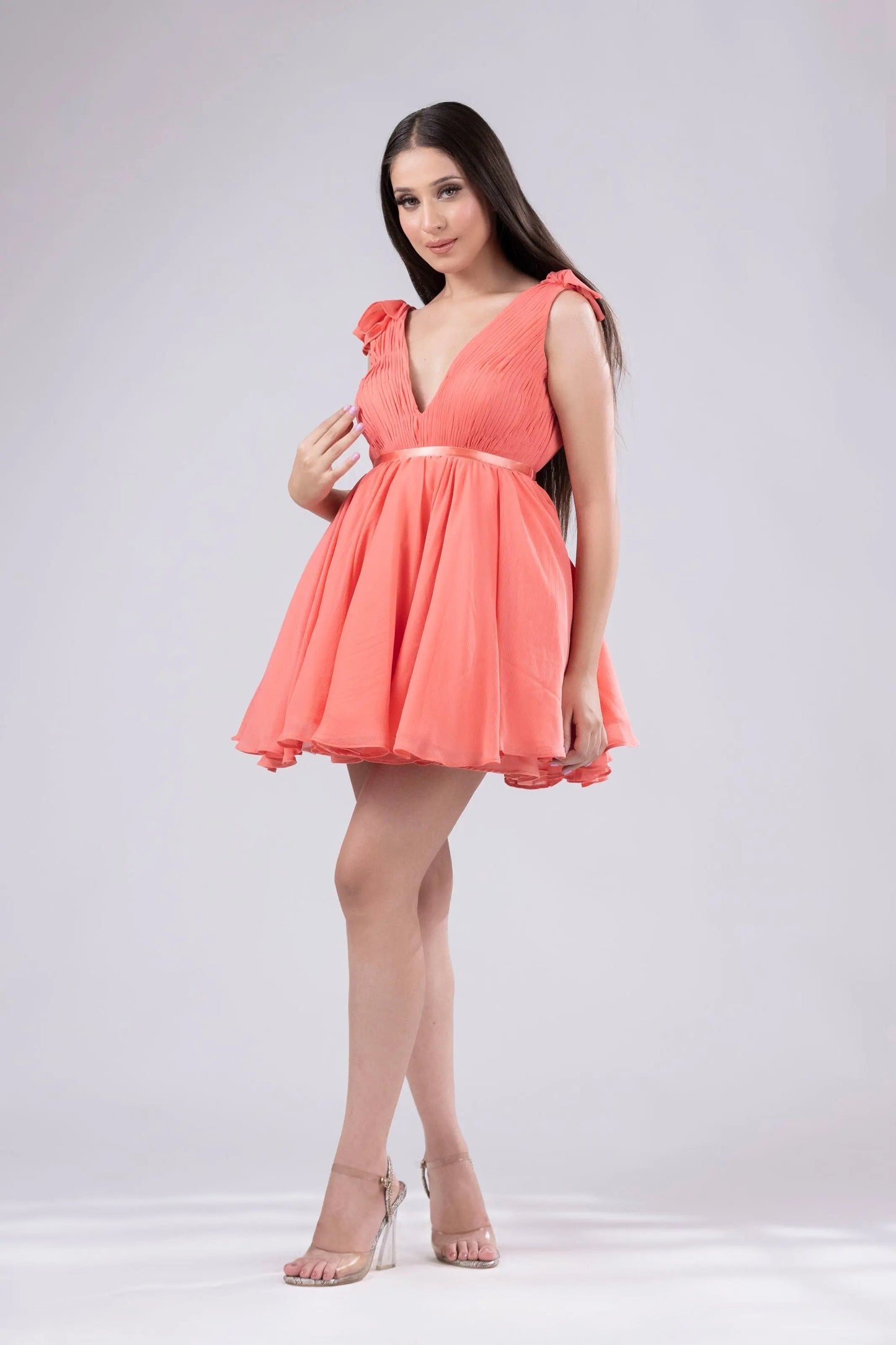 Peach Crinkled Dress