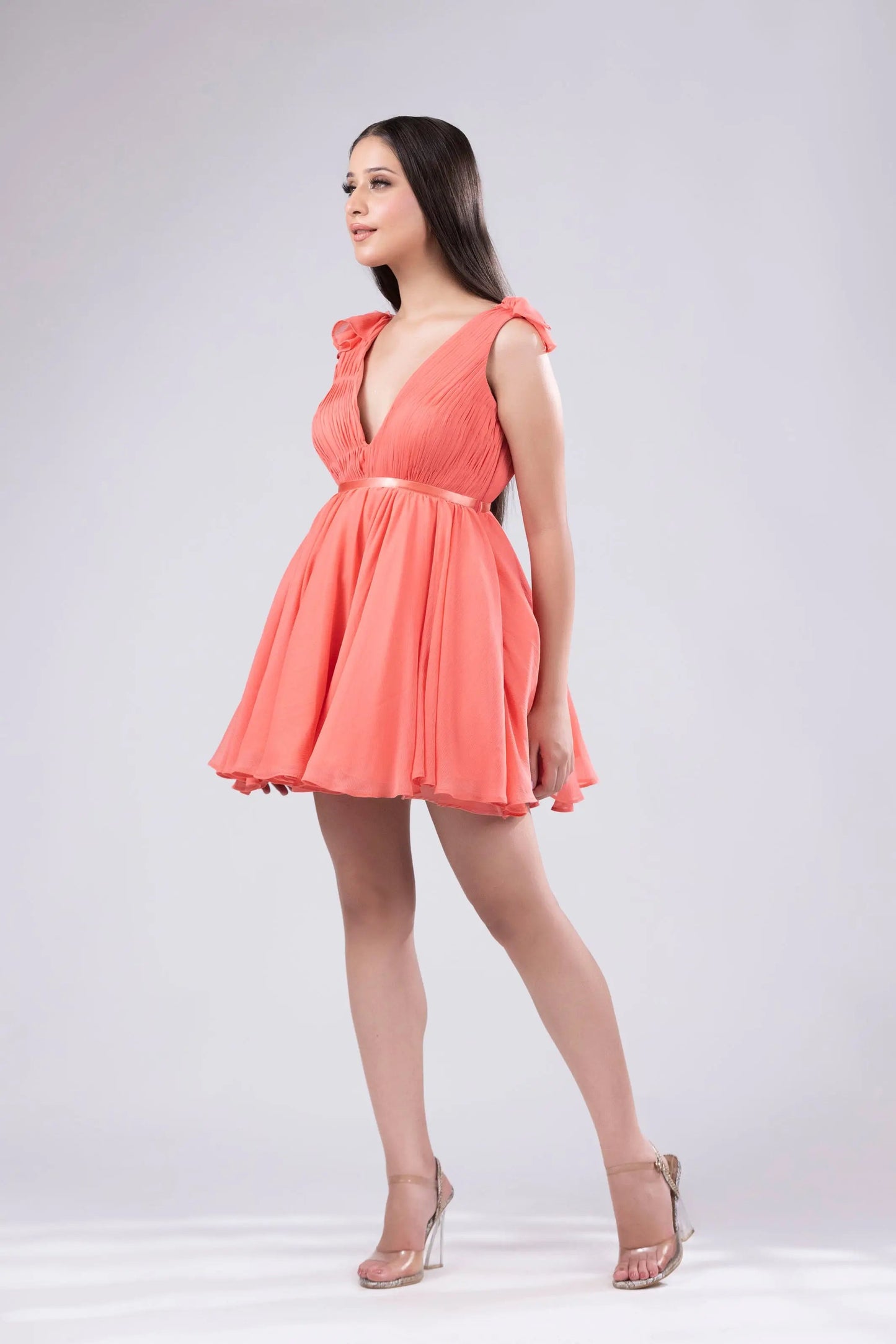 Peach Crinkled Dress