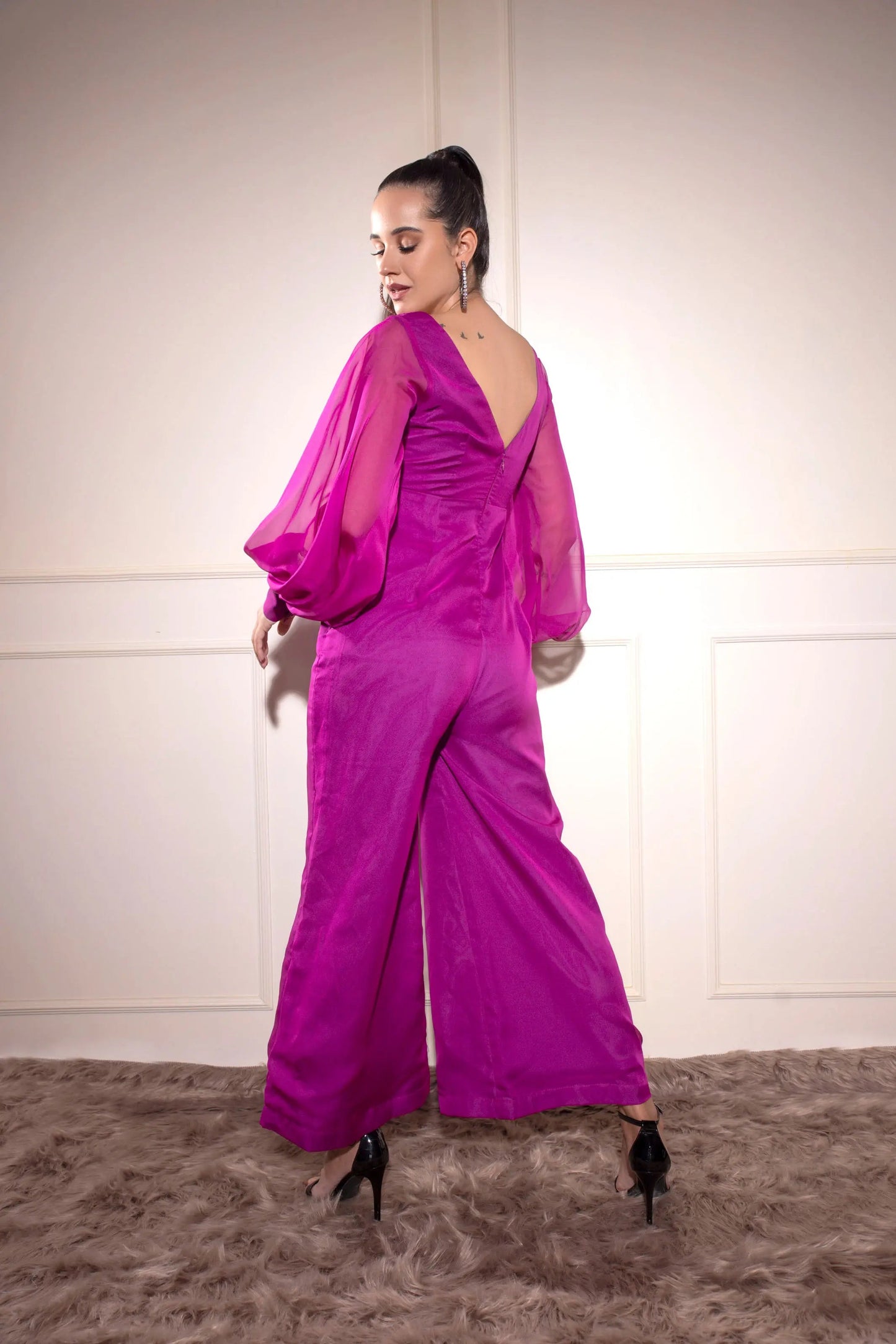 Purple wide leg jumpsuit