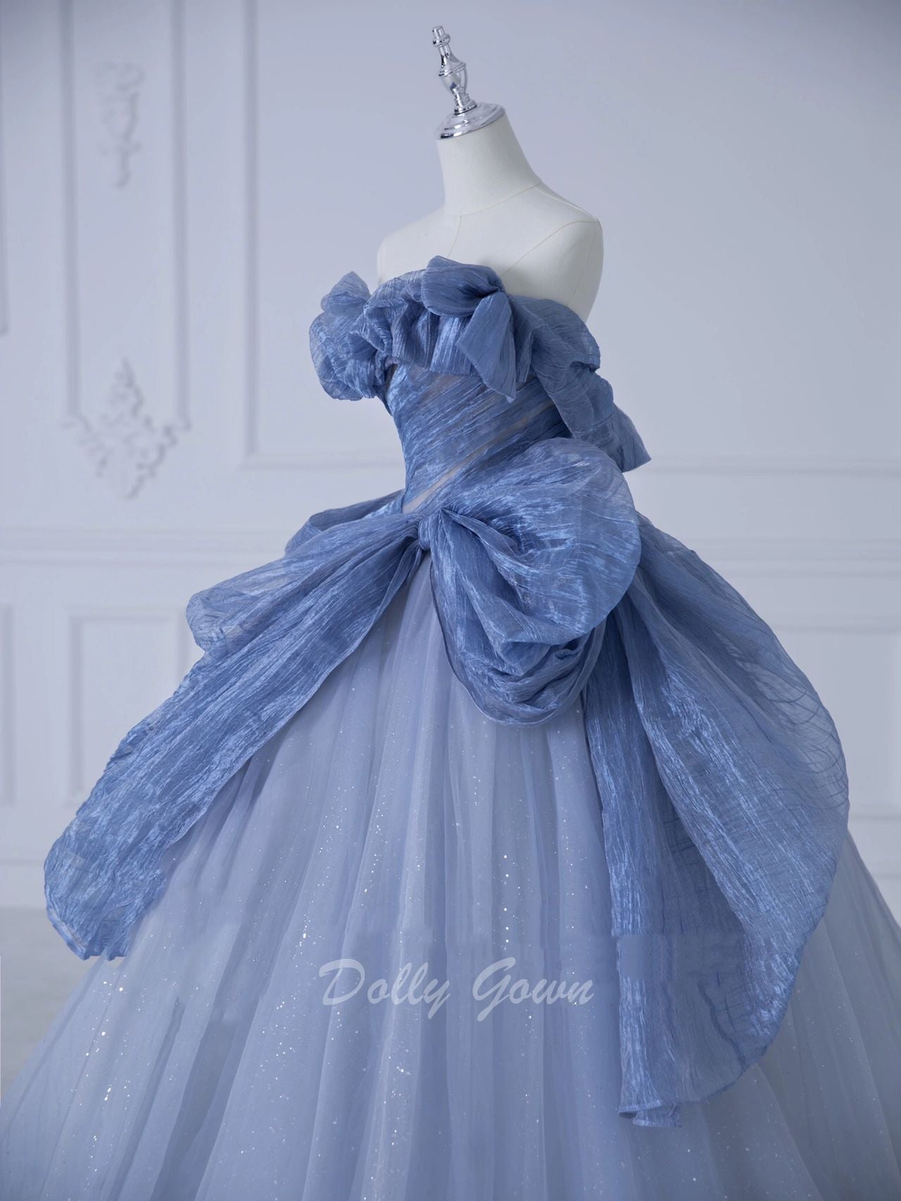 Dusty Blue Ball Gown Prom Dress