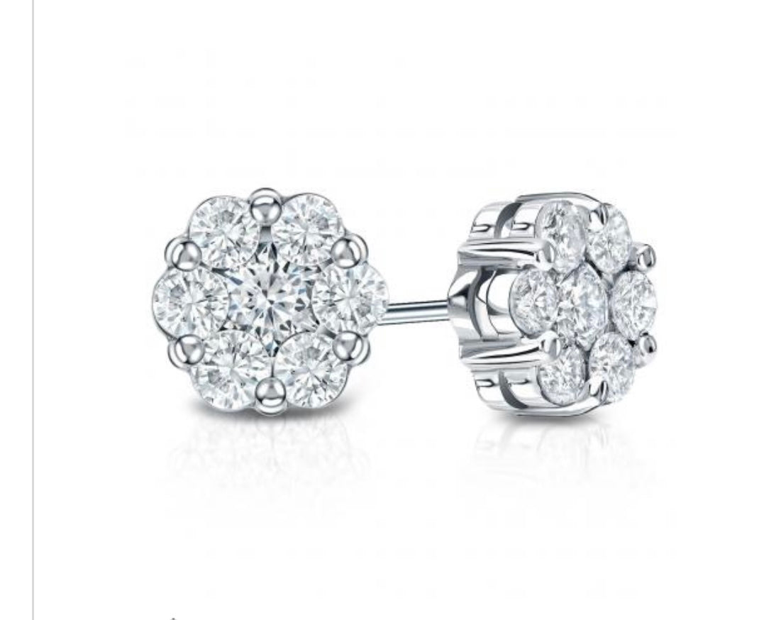 1.00ctw Seven-Stone Cluster Classic Collection Created Moissanite Studs