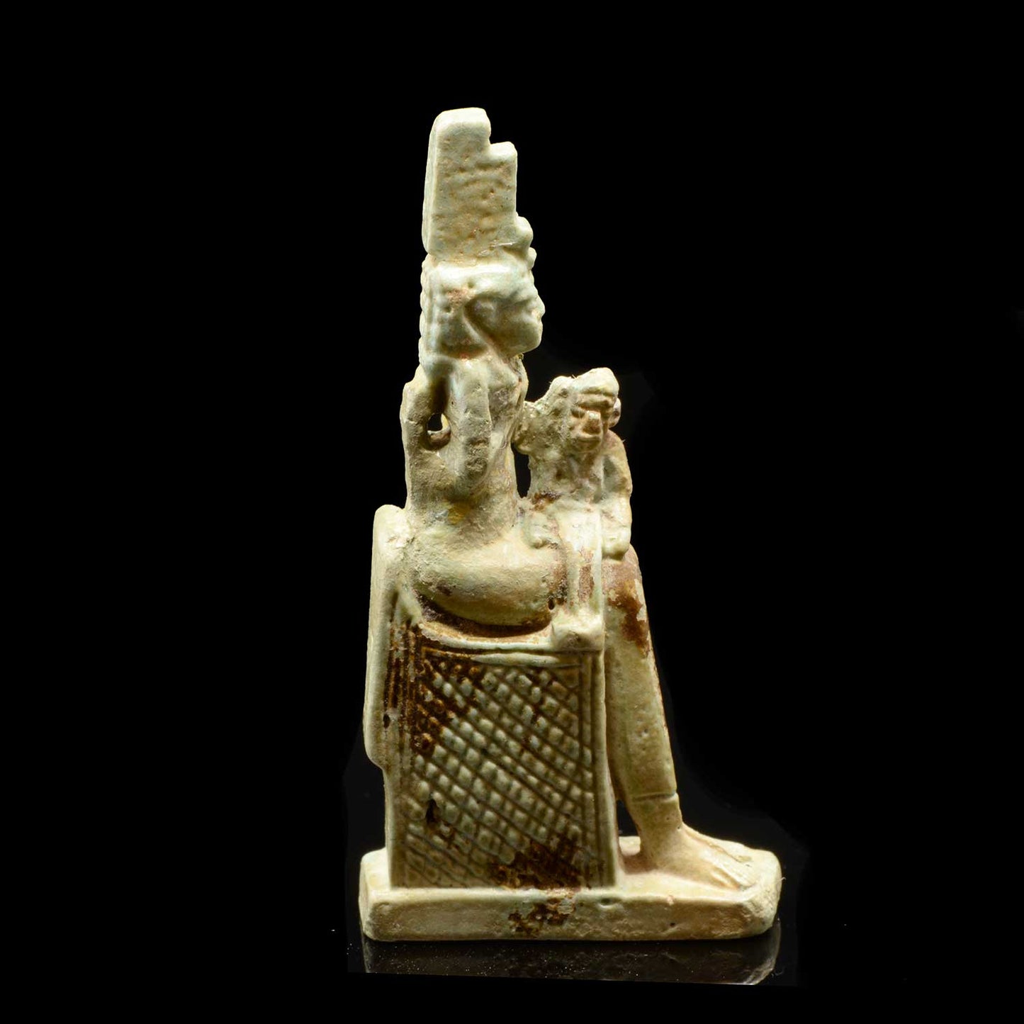 An Egyptian Faience Isis & Horus Amulet, 26th Dynasty, ca. 664-525 BCE