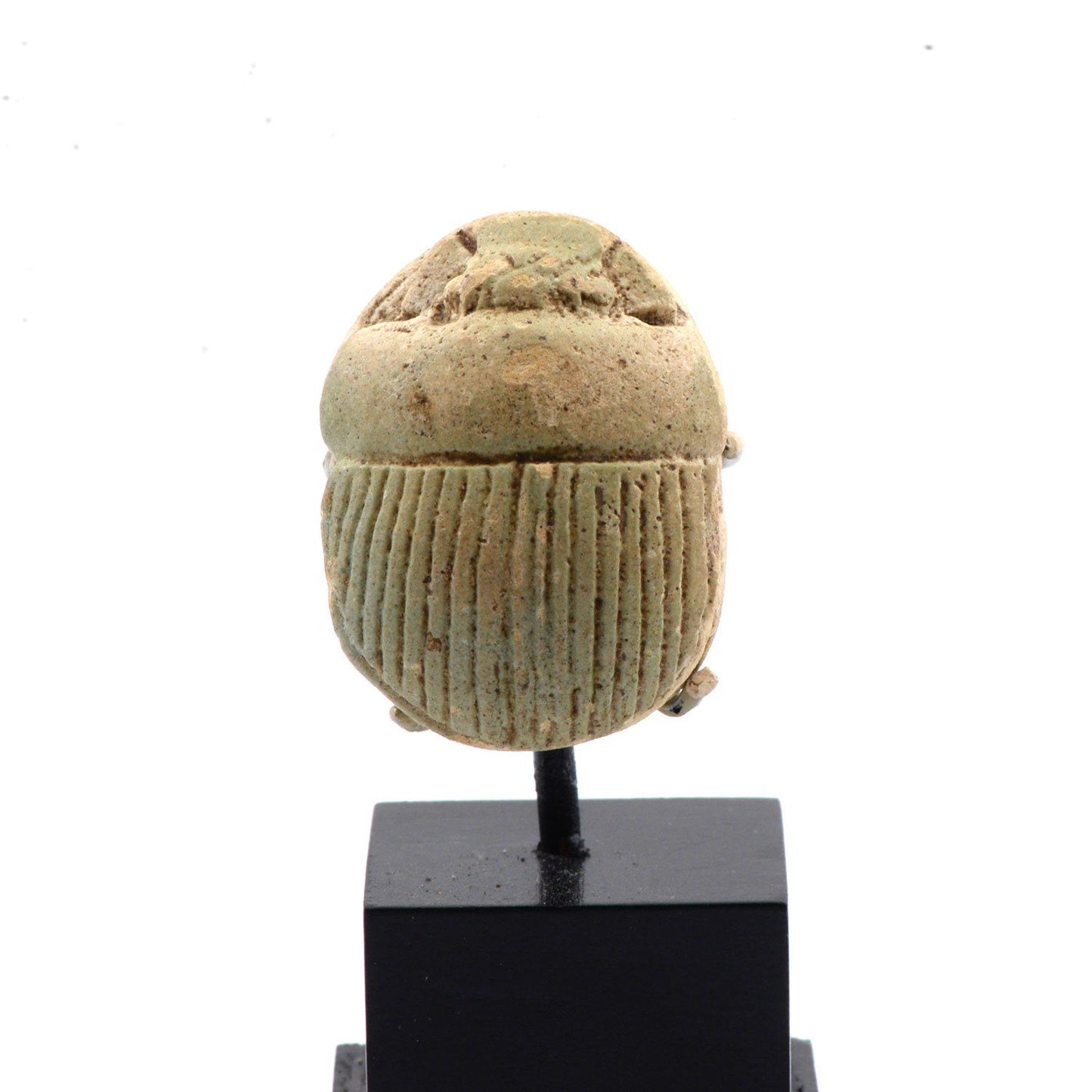 A large Egyptian Pale Green Glazed Scarab, Late Period, Dynasty 26, ca. 664 - 525 BCE