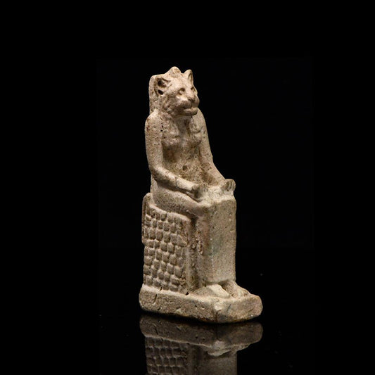 A large Egyptian Faience Amulet of Sekhmet, 26th Dynasty, ca. 664 - 525 BCE