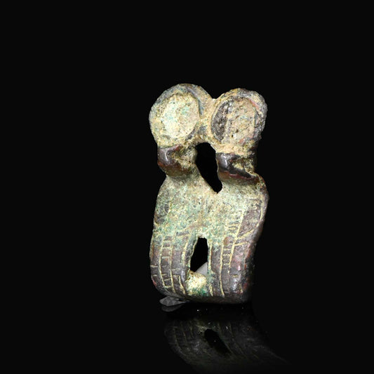 An Egyptian Bronze Double Uraeus Amulet, Late Period, 25th - 26th Dynasty, ca. 745 - 525 BCE