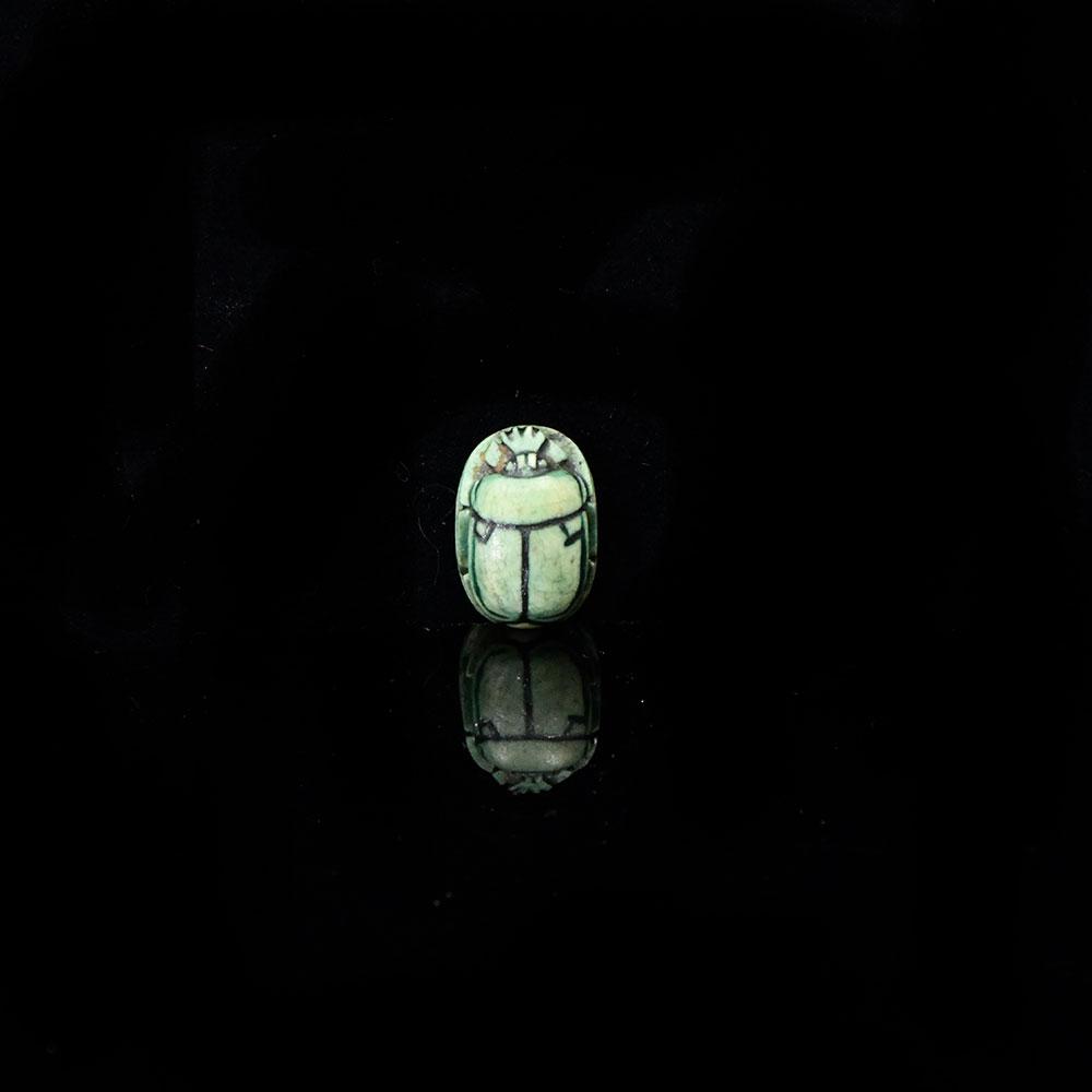 An Egyptian Green-Glazed Steatite Scarab, New Kingdom, ca. 1550 - 1069 BCE