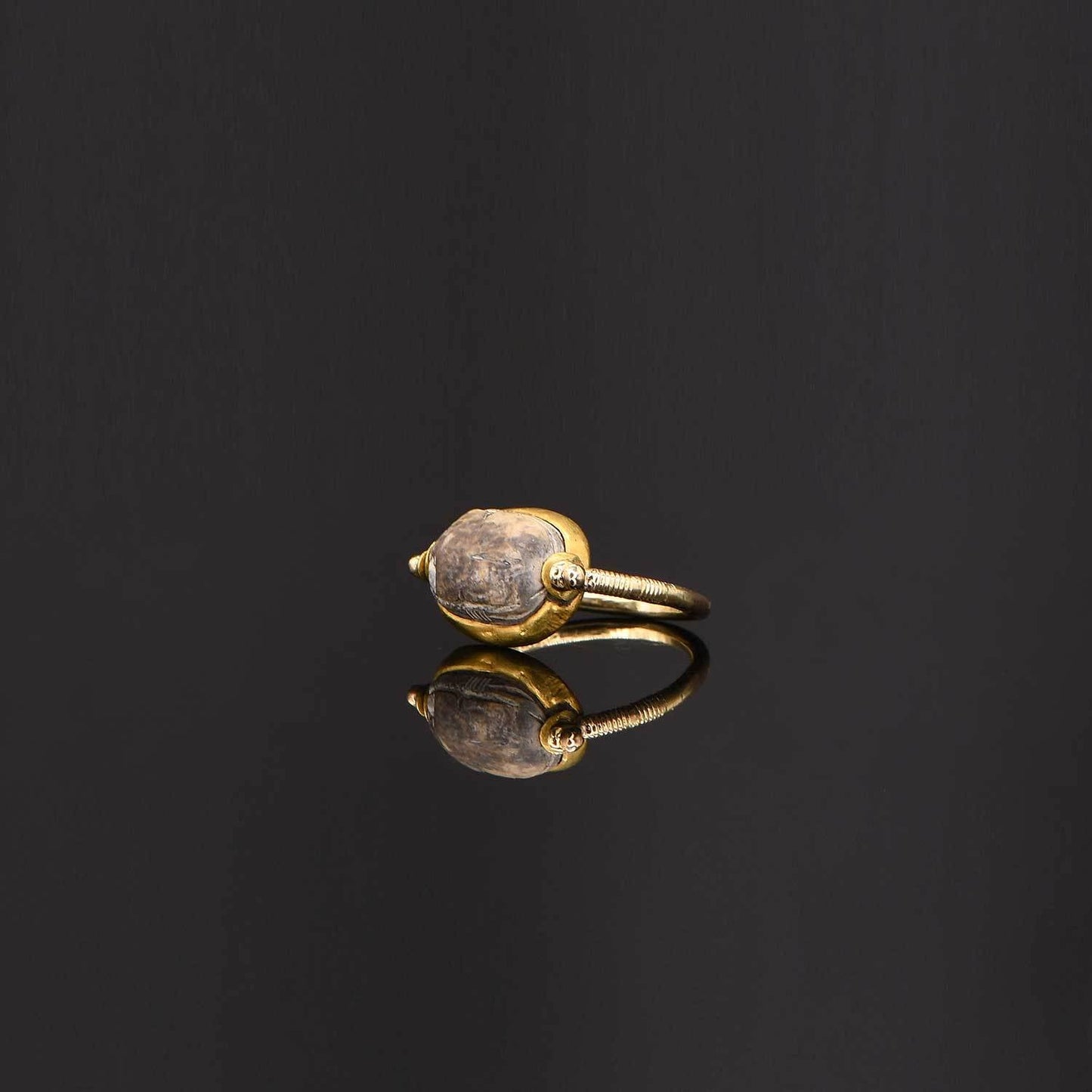 An Egyptian Steatite Scarab Swivel Ring, 2IP, ca. 1759-1539 BCE