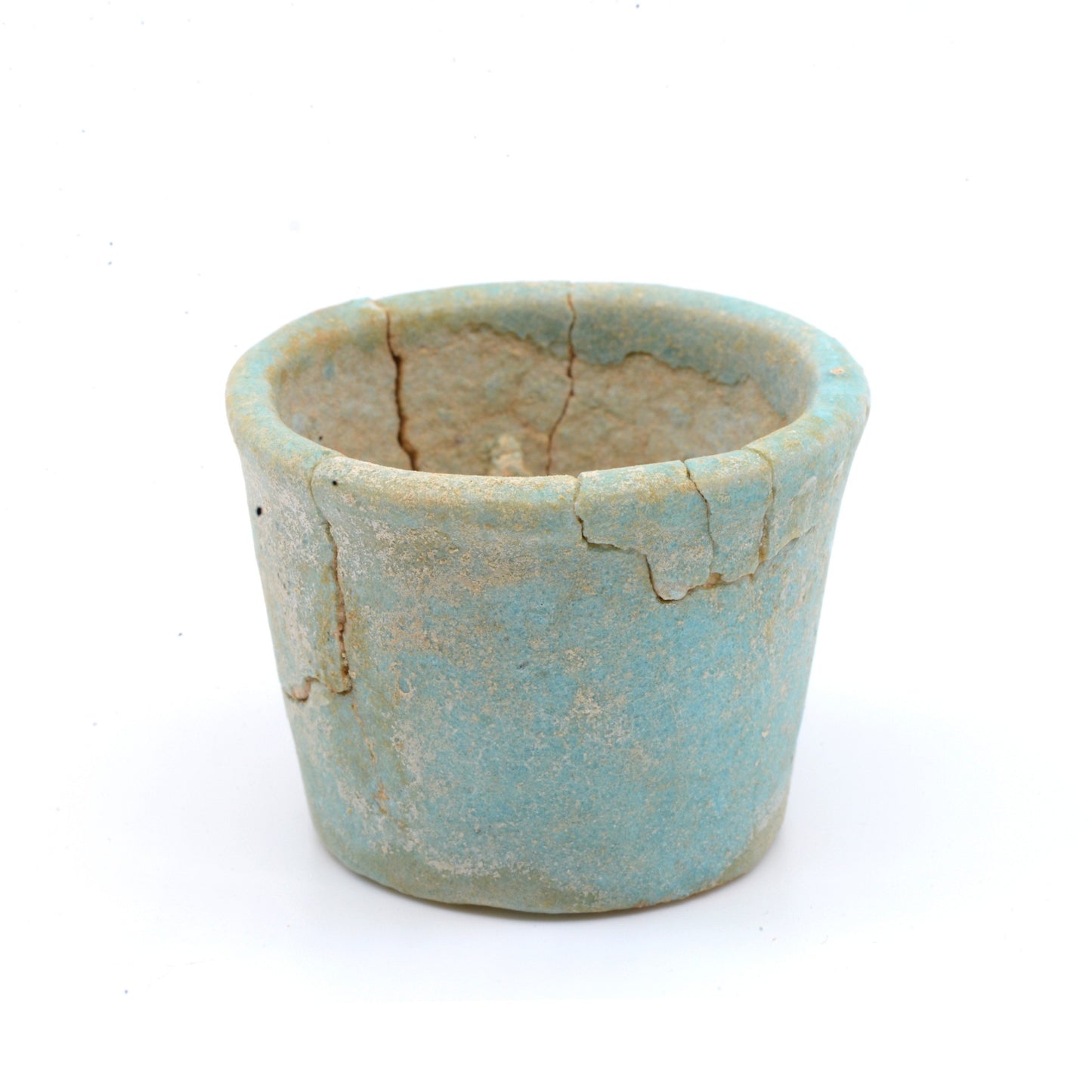 An Egyptian faience offering cup with contents, 26th Dynasty, ca. 664 - 525 BCE