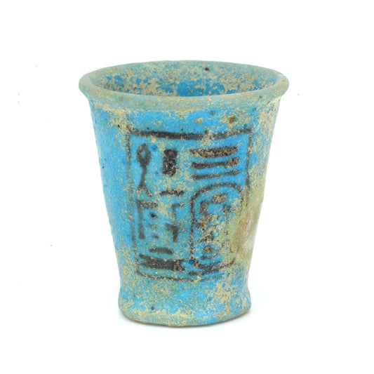 An Egyptian Blue Faience Offering Cup for Ramesses the Great, 19th Dynasty ca. 1279-1213 BCE