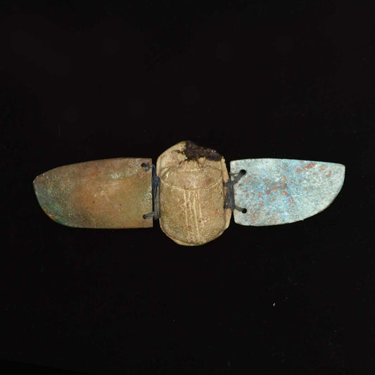 An Egyptian Faience Winged Scarab, Late Period ca. 664-332 BCE