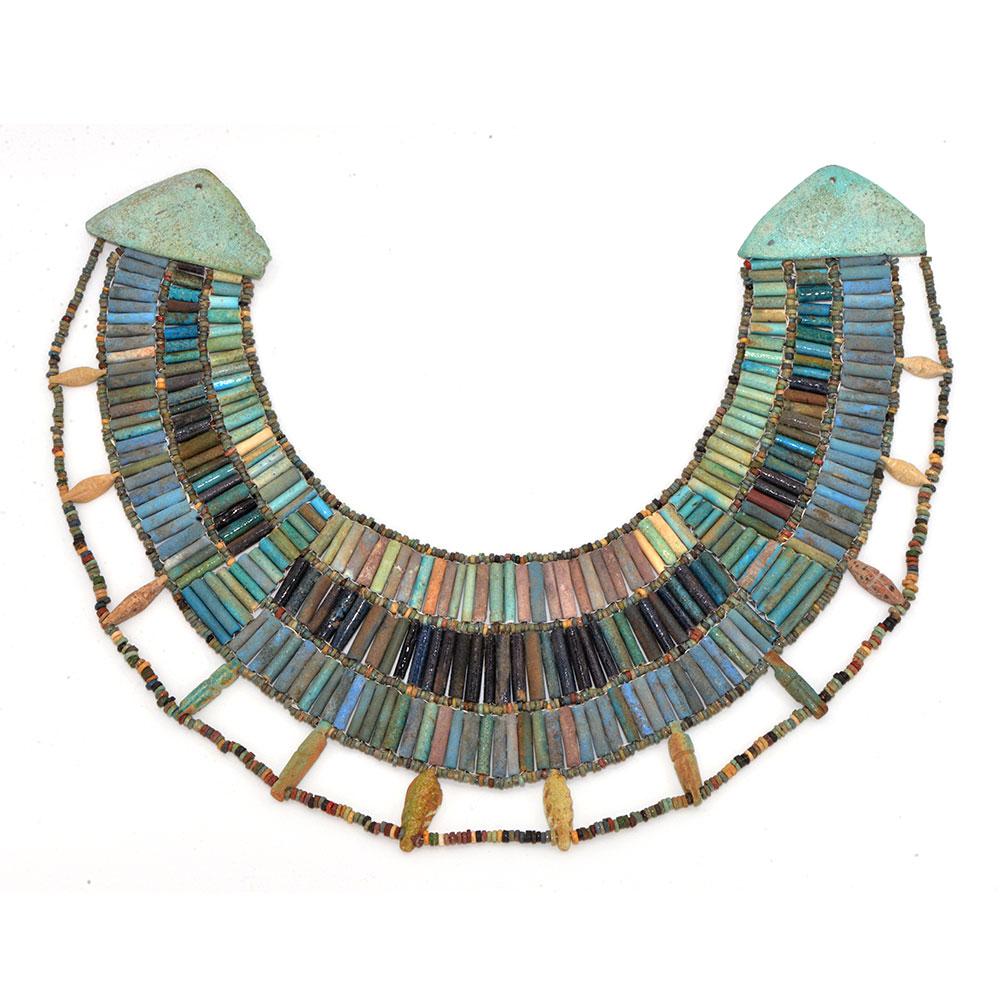 A rare Egyptian Faience Broad Collar Necklace, Late Old Kingdom, ca. 2345–2181 BCE