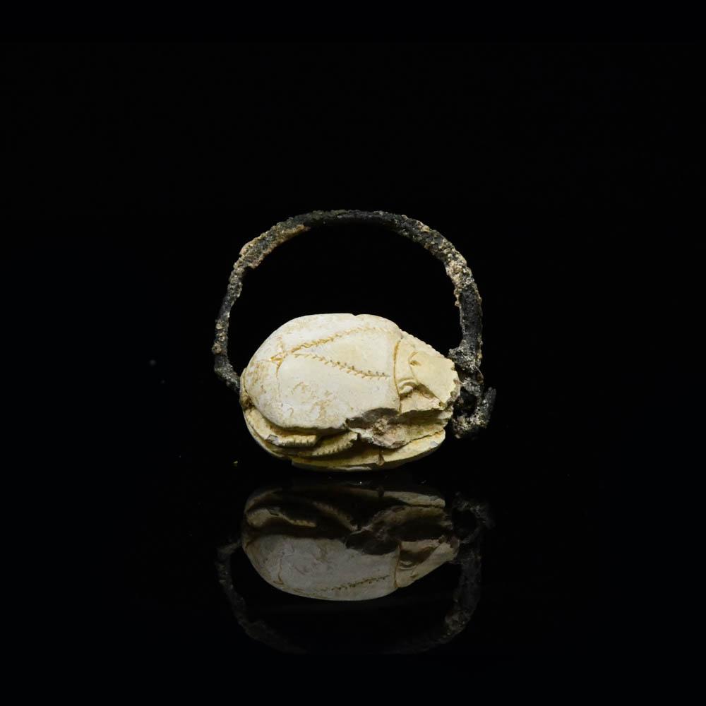 An Egyptian Bronze Swivel Ring with Scarab Seal, 20-21st Dynasty, ca. 1190 - 945 BCE