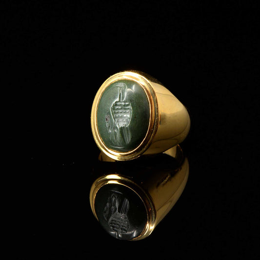 An Egypto-Roman Green Jasper Intaglio ringstone, Ptolemaic - Roman Period, ca. 1st century BCE/CE