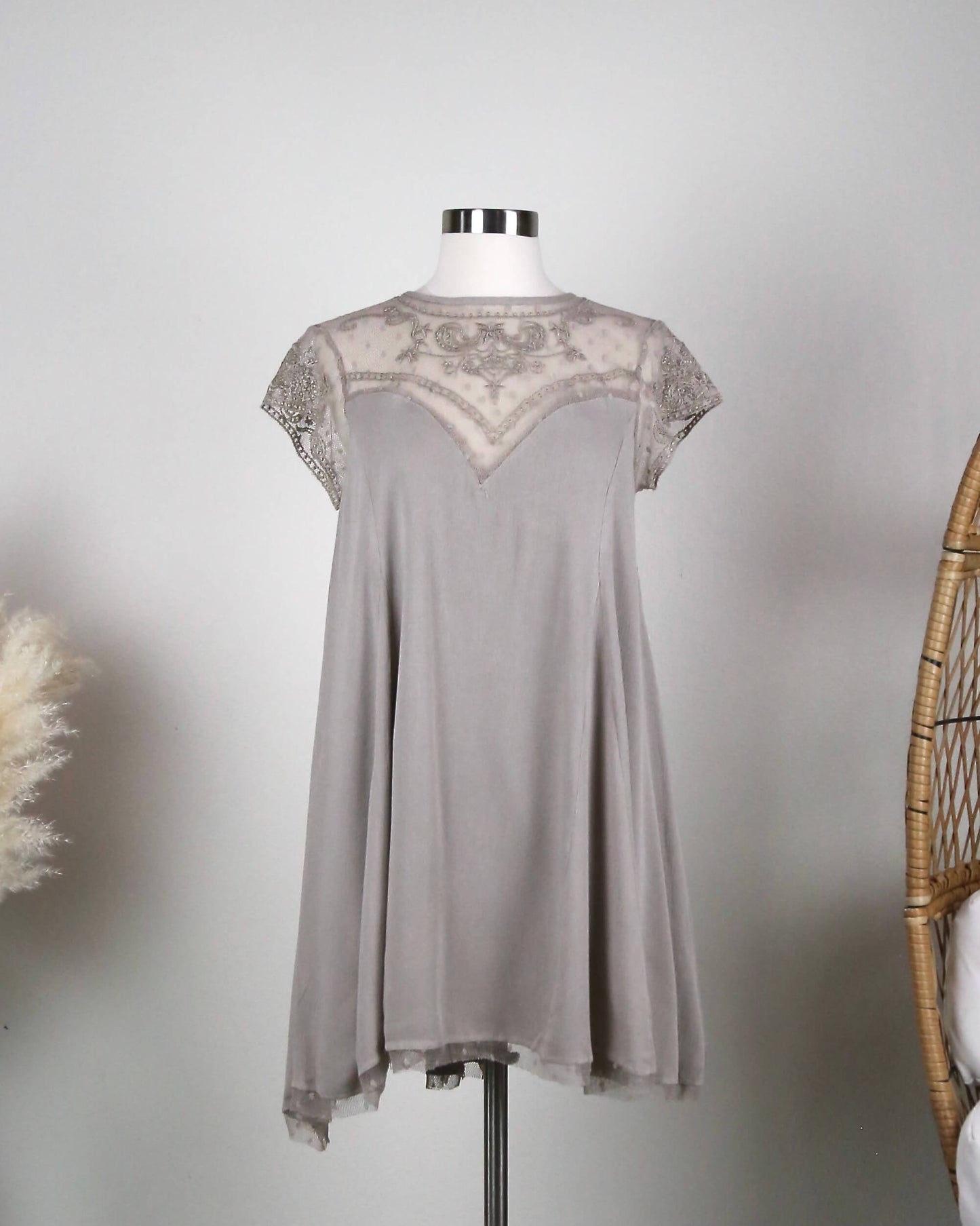 Embellished Trapeze Dress - More Colors