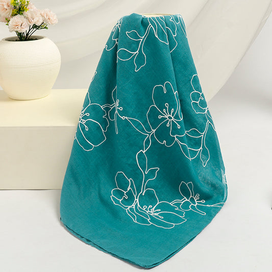 Lily Embroidered Hijab - Teal