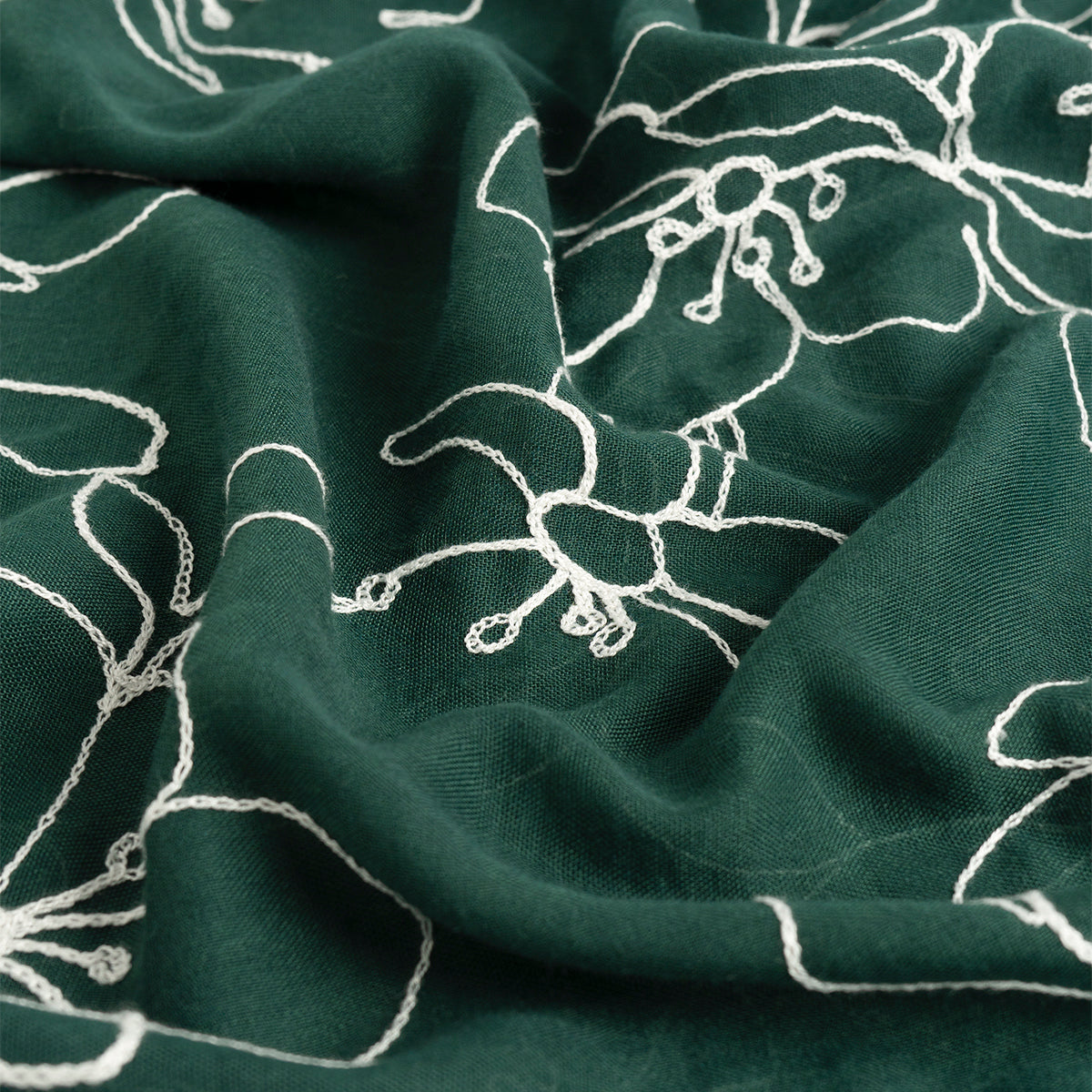 Lily Embroidered Hijab - Evergreen